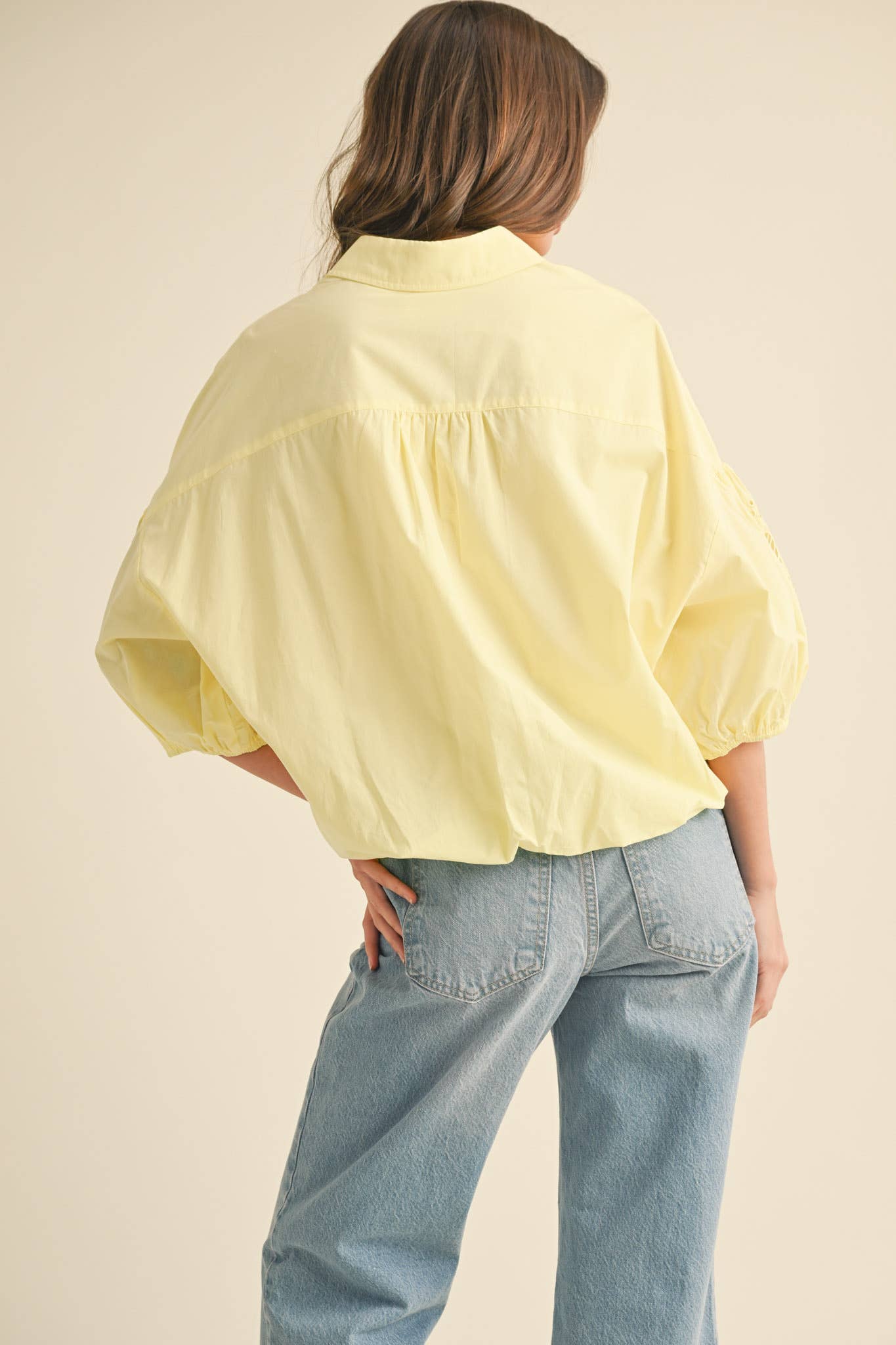 Ellie Cut Out Embroidered Bubble Sleeve Top