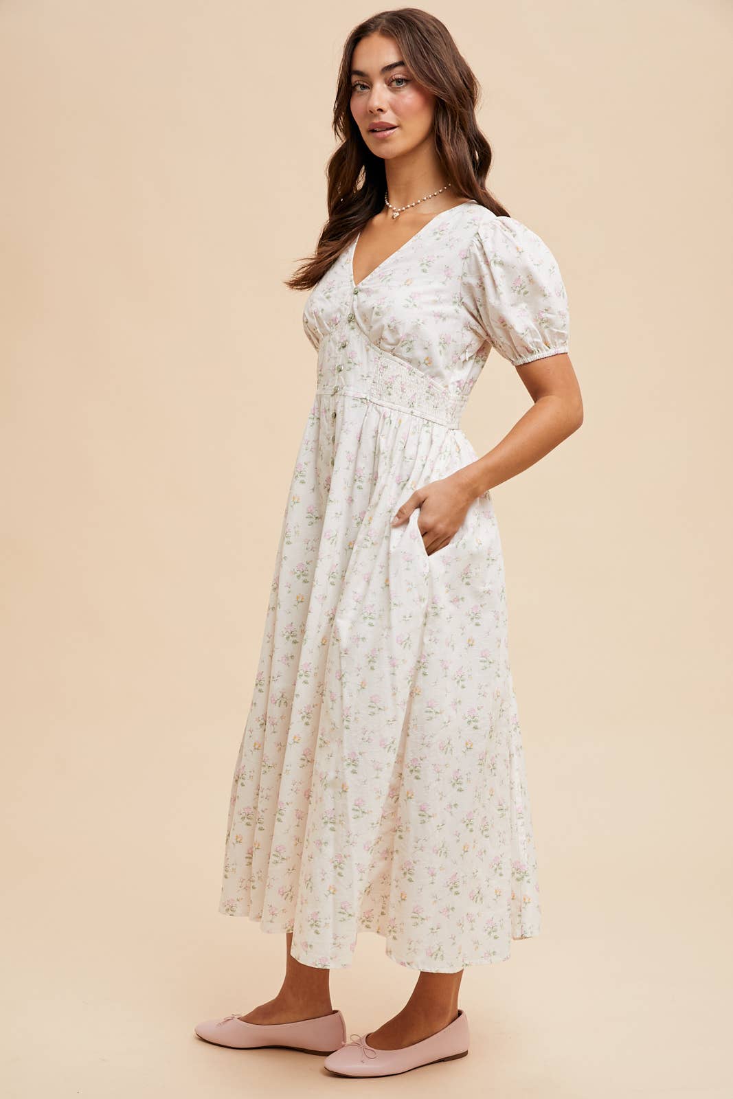Davie Floral Cotton Button Down Dress