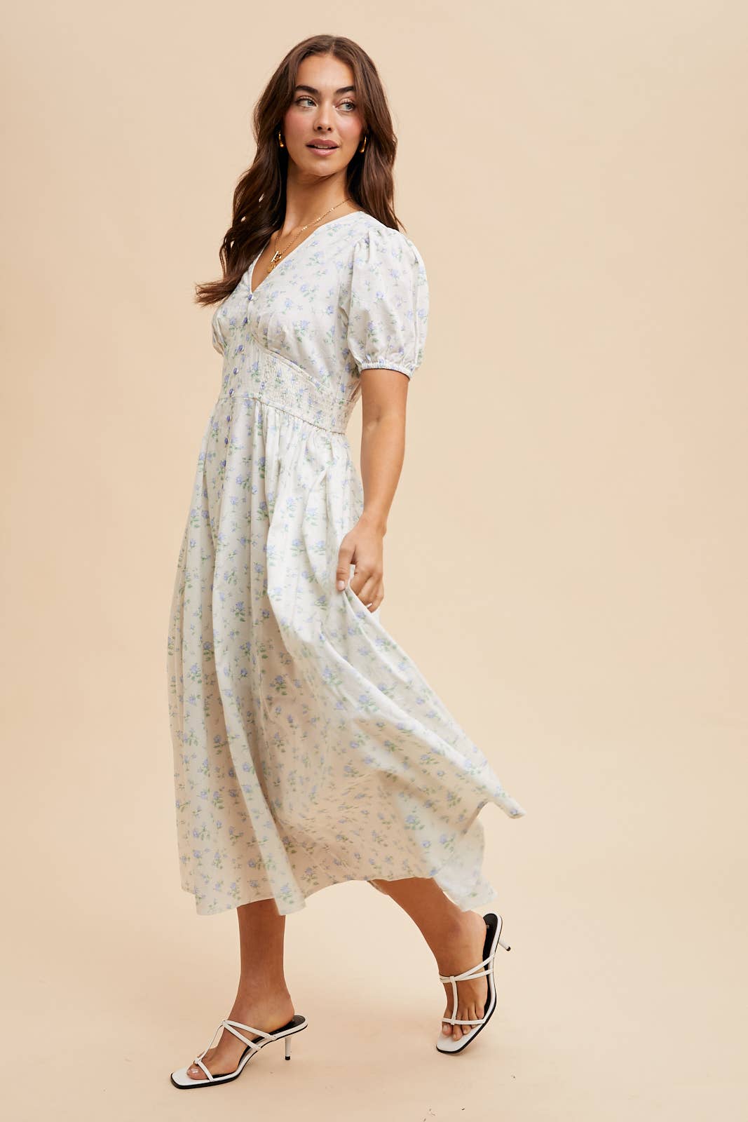 Davie Floral Cotton Button Down Dress