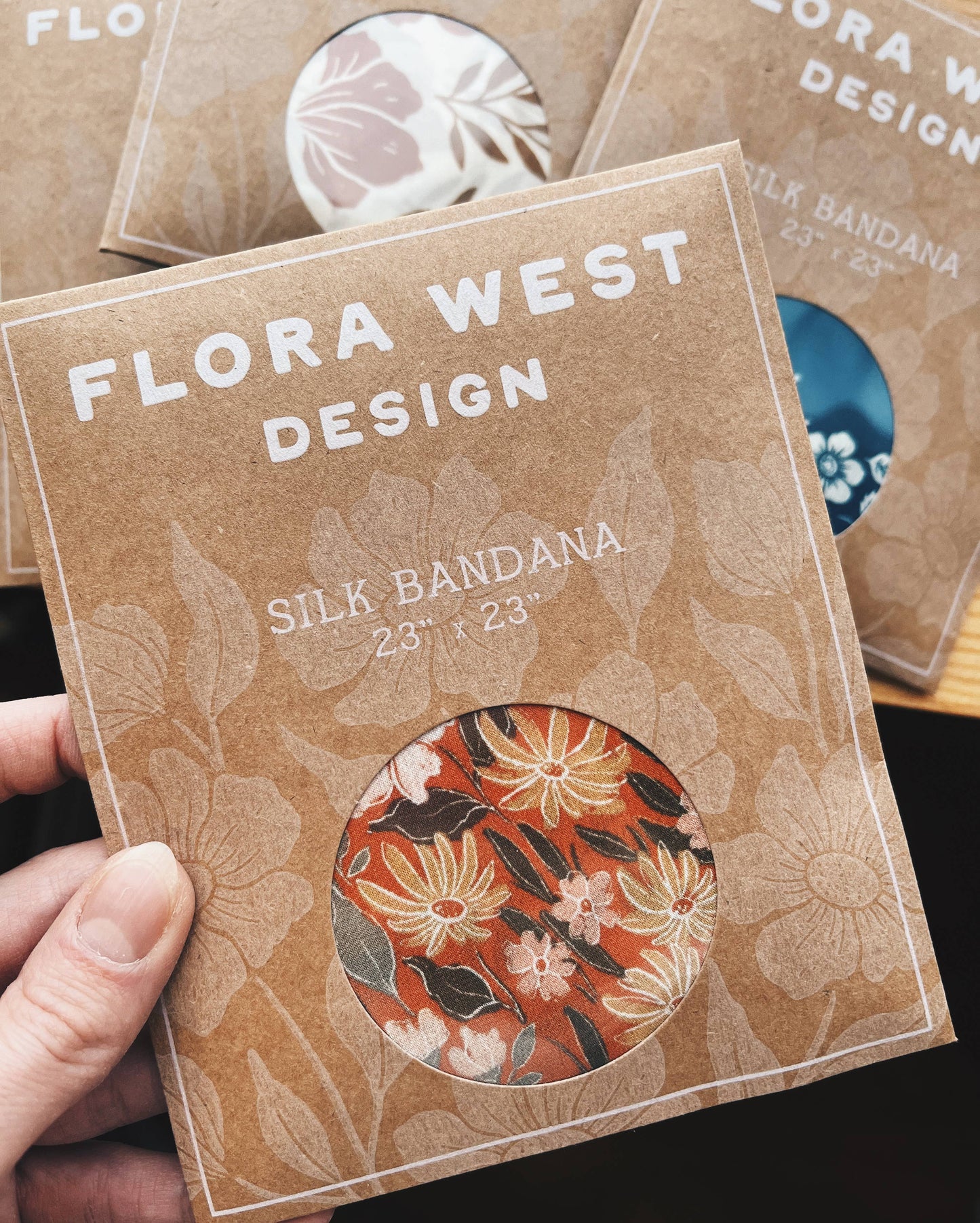 100% Silk Bandana Scarf - Midnight Garden Floral