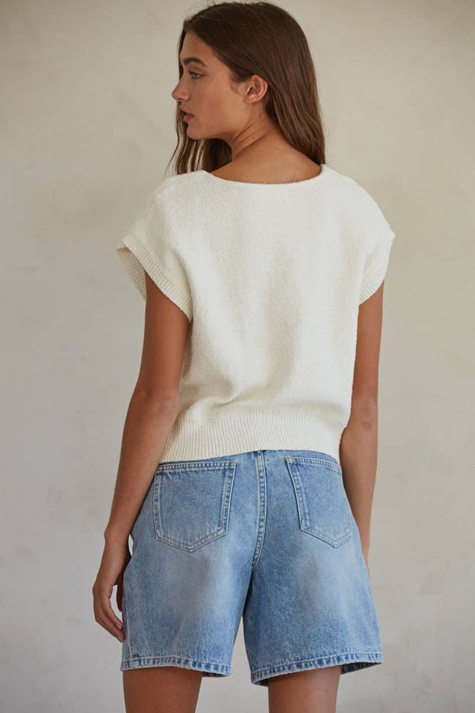 W1467 | Knit Sweater V-Neck Sleeveless Vest Top
