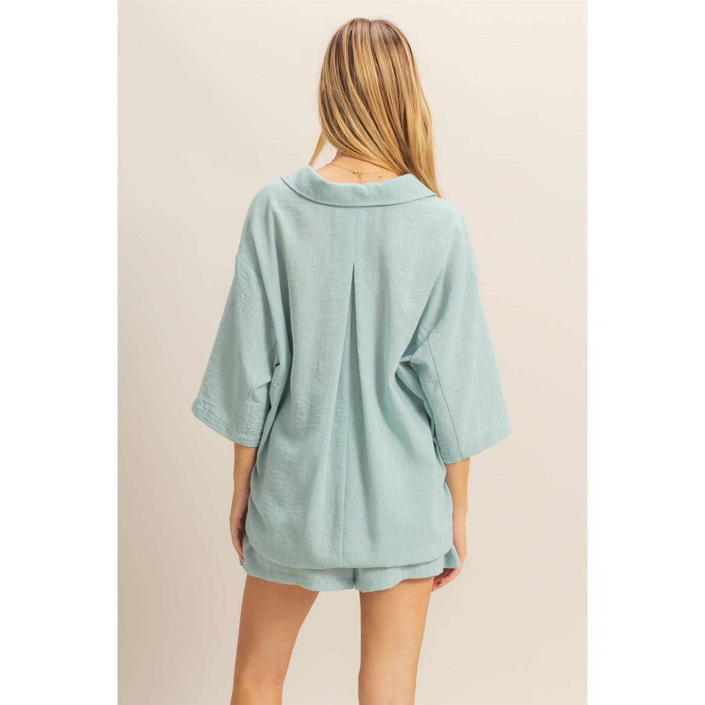 Abbie Oversized Shirt And Flowy Shorts Set