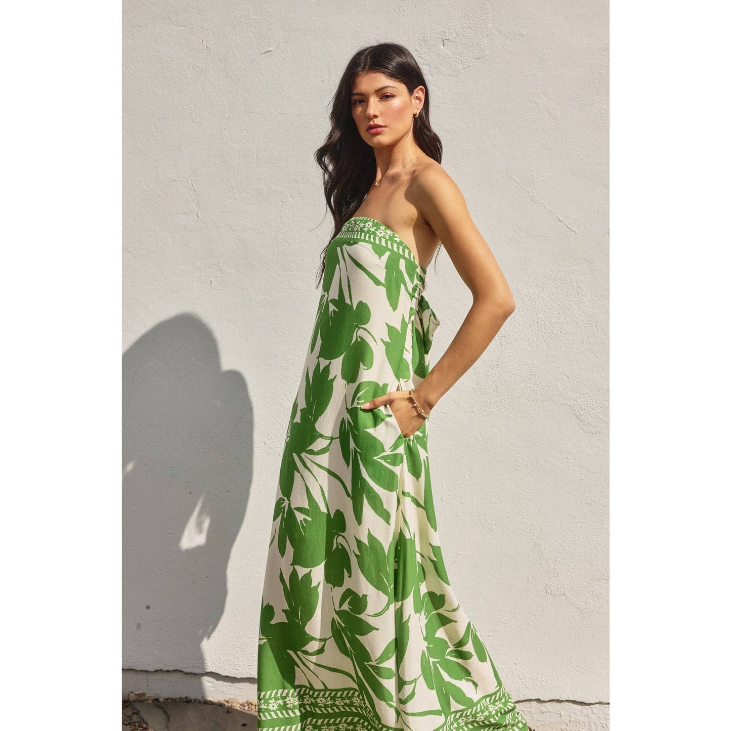 Bali Summer Strapless Tie Back Maxi Dress