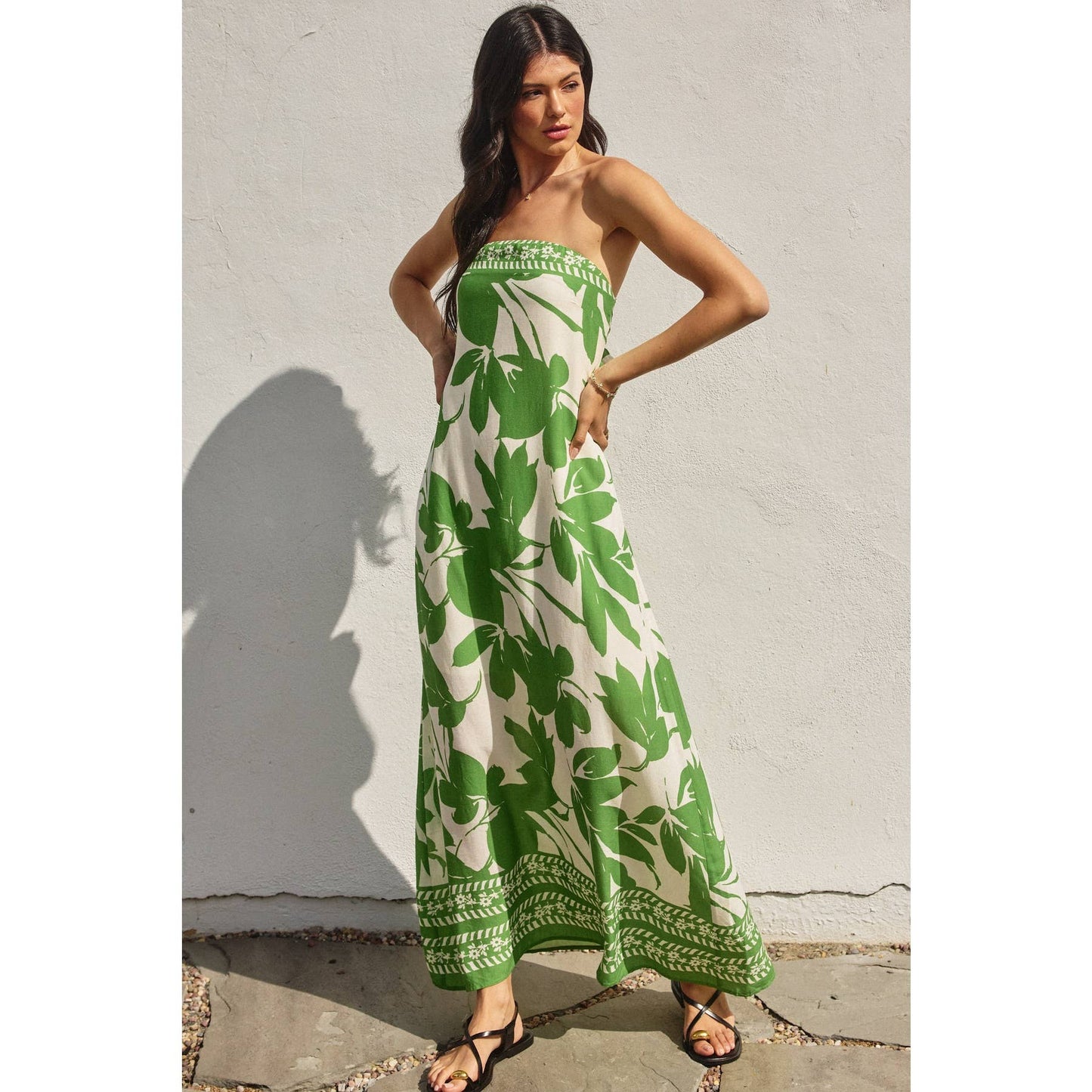 Bali Summer Strapless Tie Back Maxi Dress
