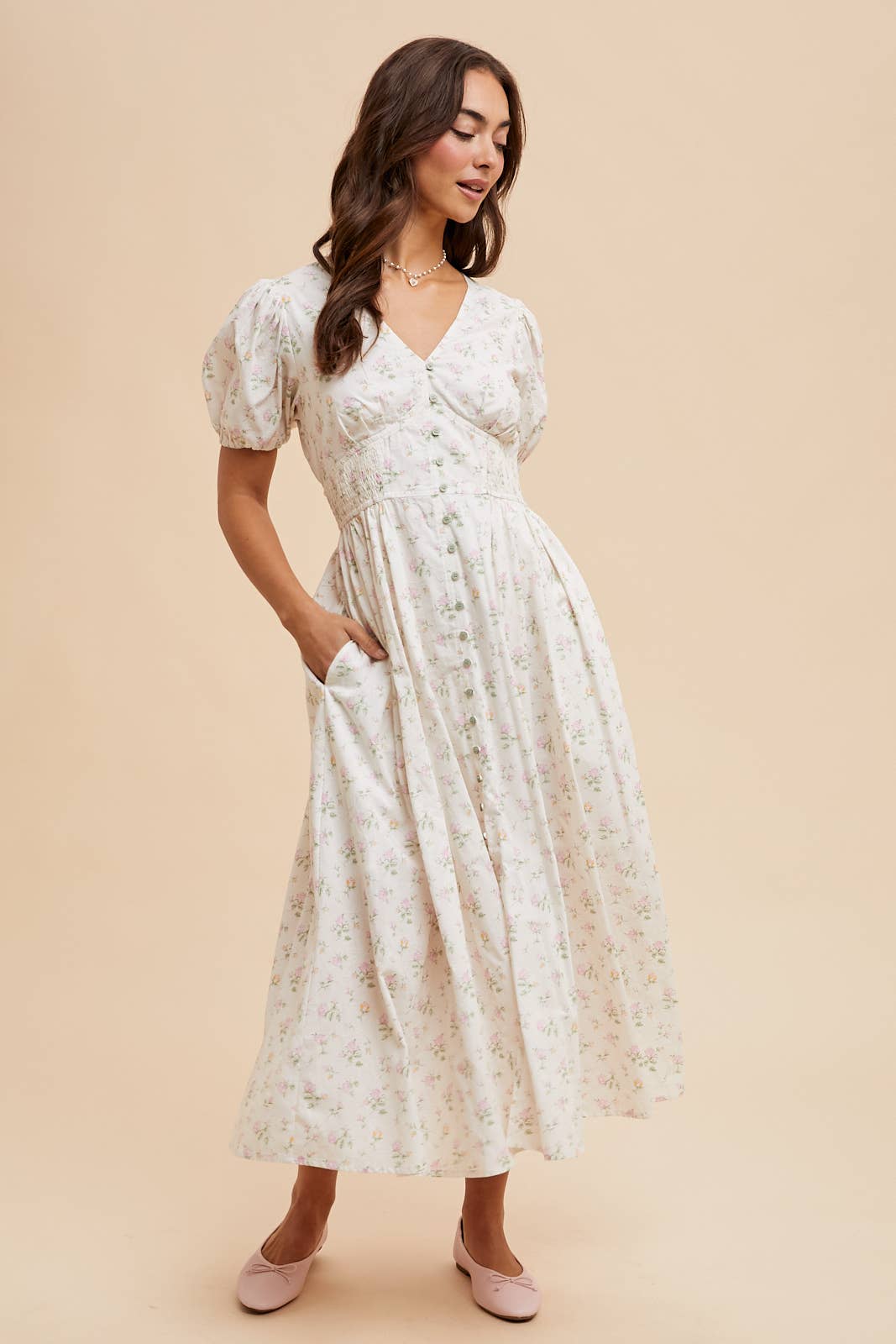 Davie Floral Cotton Button Down Dress