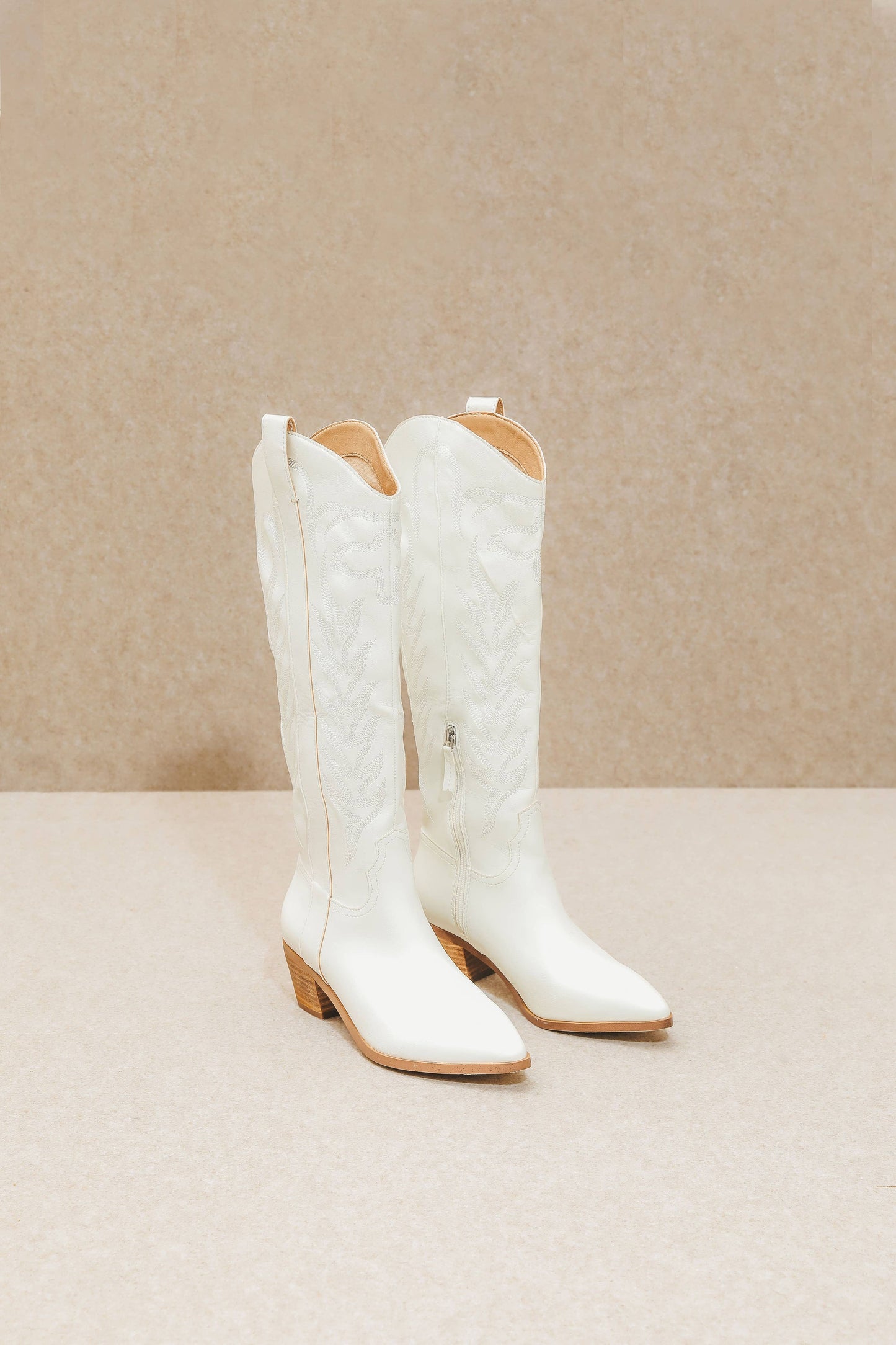 Inlay High Western Embroidery Block Heel Boots