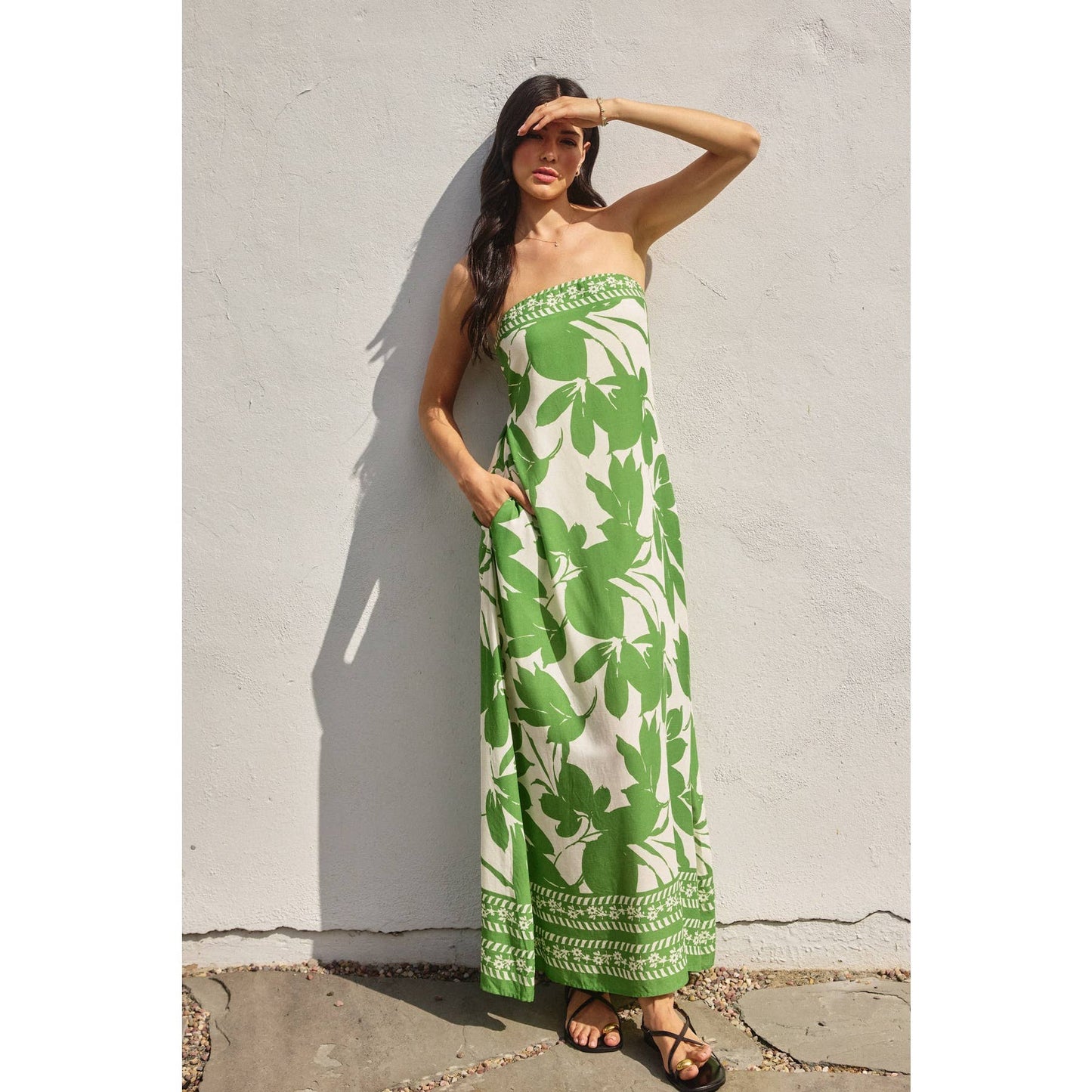 Bali Summer Strapless Tie Back Maxi Dress