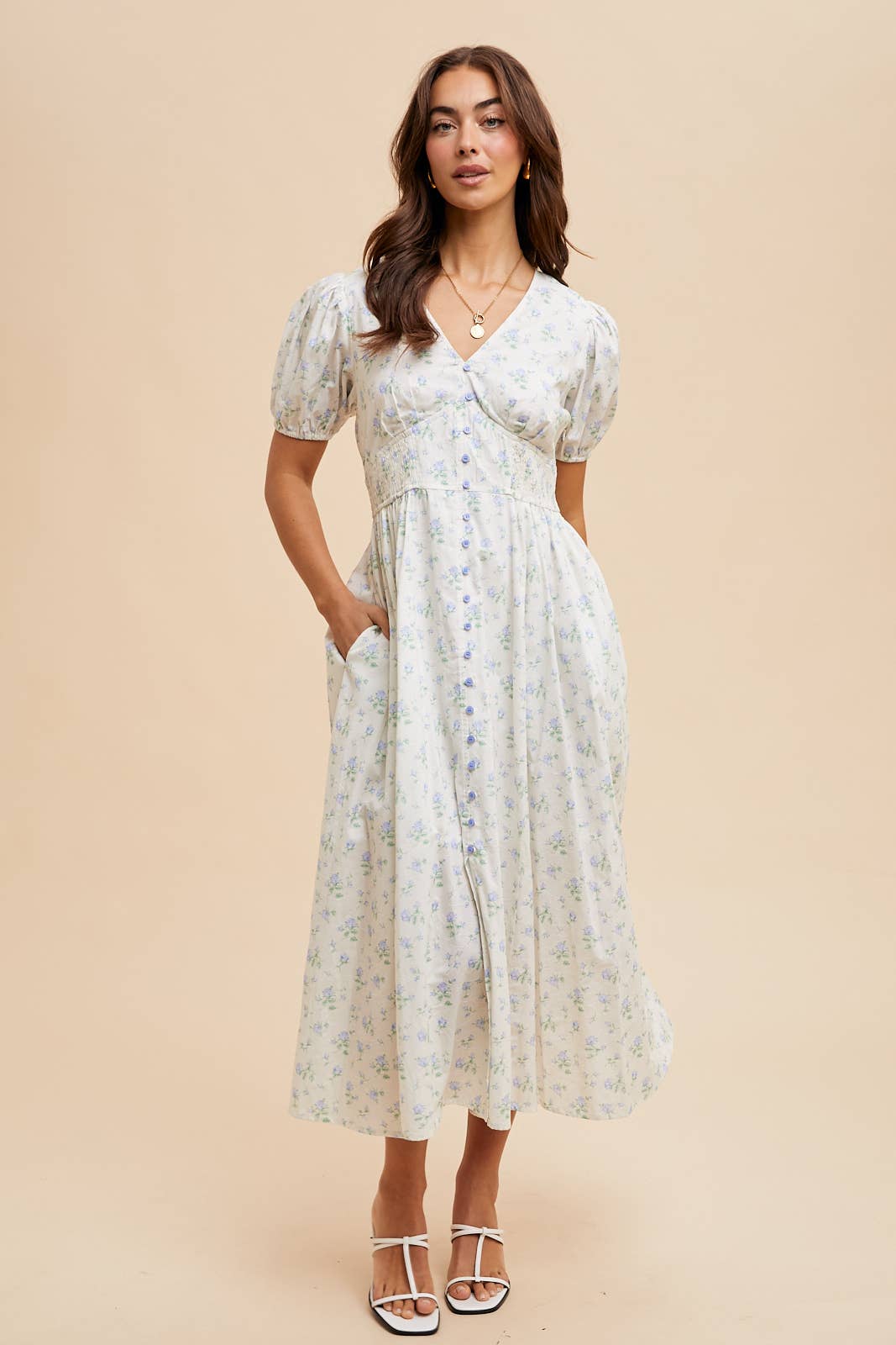 Davie Floral Cotton Button Down Dress