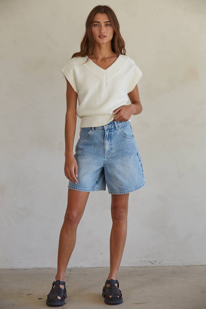 W1467 | Knit Sweater V-Neck Sleeveless Vest Top