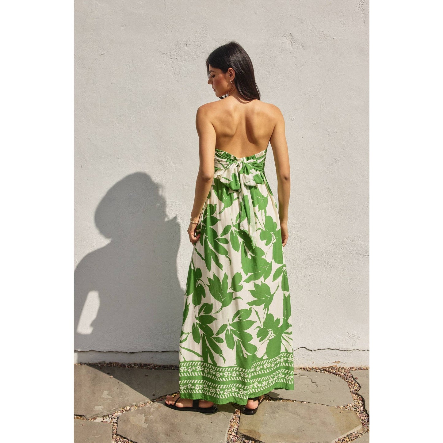 Bali Summer Strapless Tie Back Maxi Dress