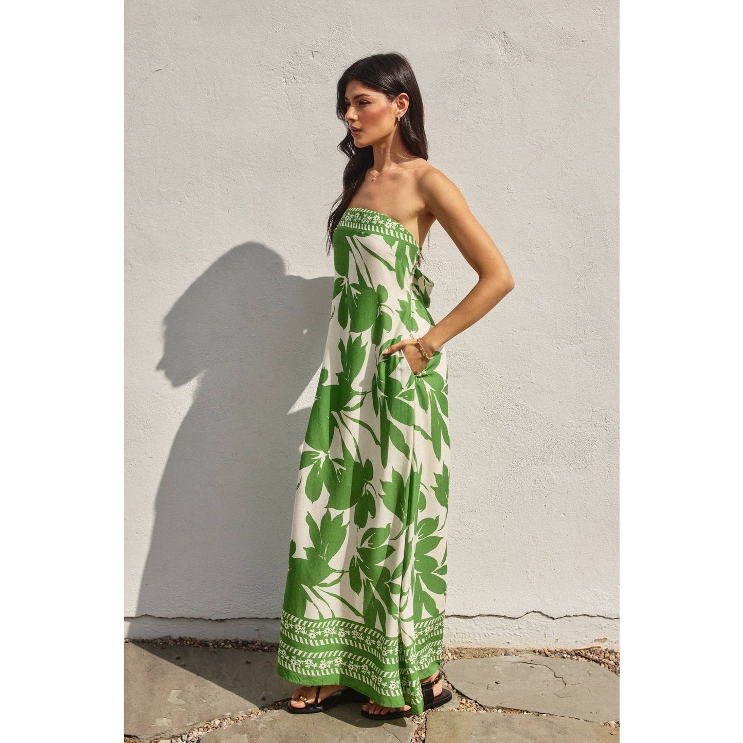 Bali Summer Strapless Tie Back Maxi Dress