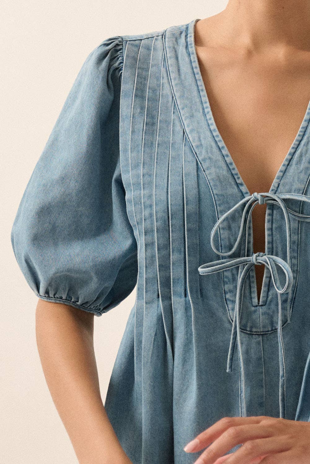Alisa Denim Pleated Romper