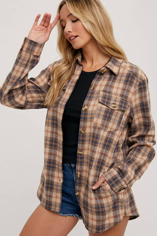 FLANNEL BUTTON DOWN SHIRT TOP