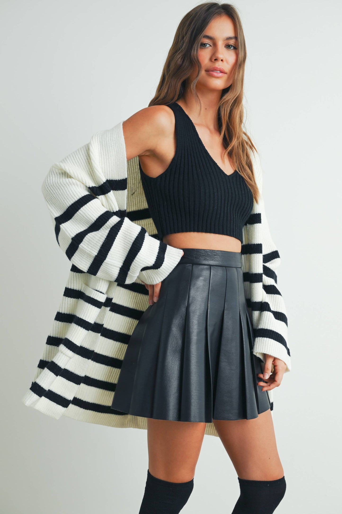 Fall Knitted Stripe Maxi Sweater Cardigan