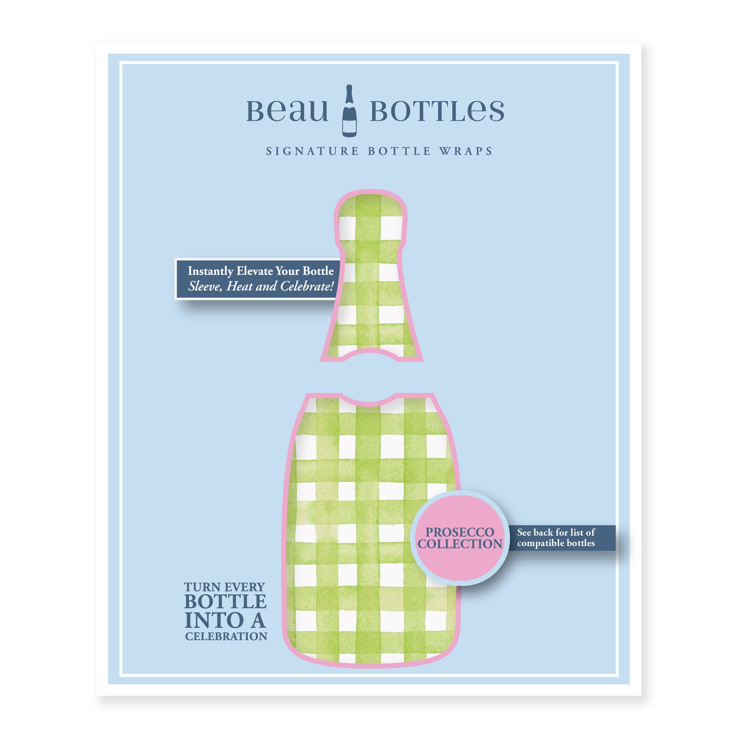 Beau Bottles Matcha Lemonade Picnic Gingham- Prosecco Collection