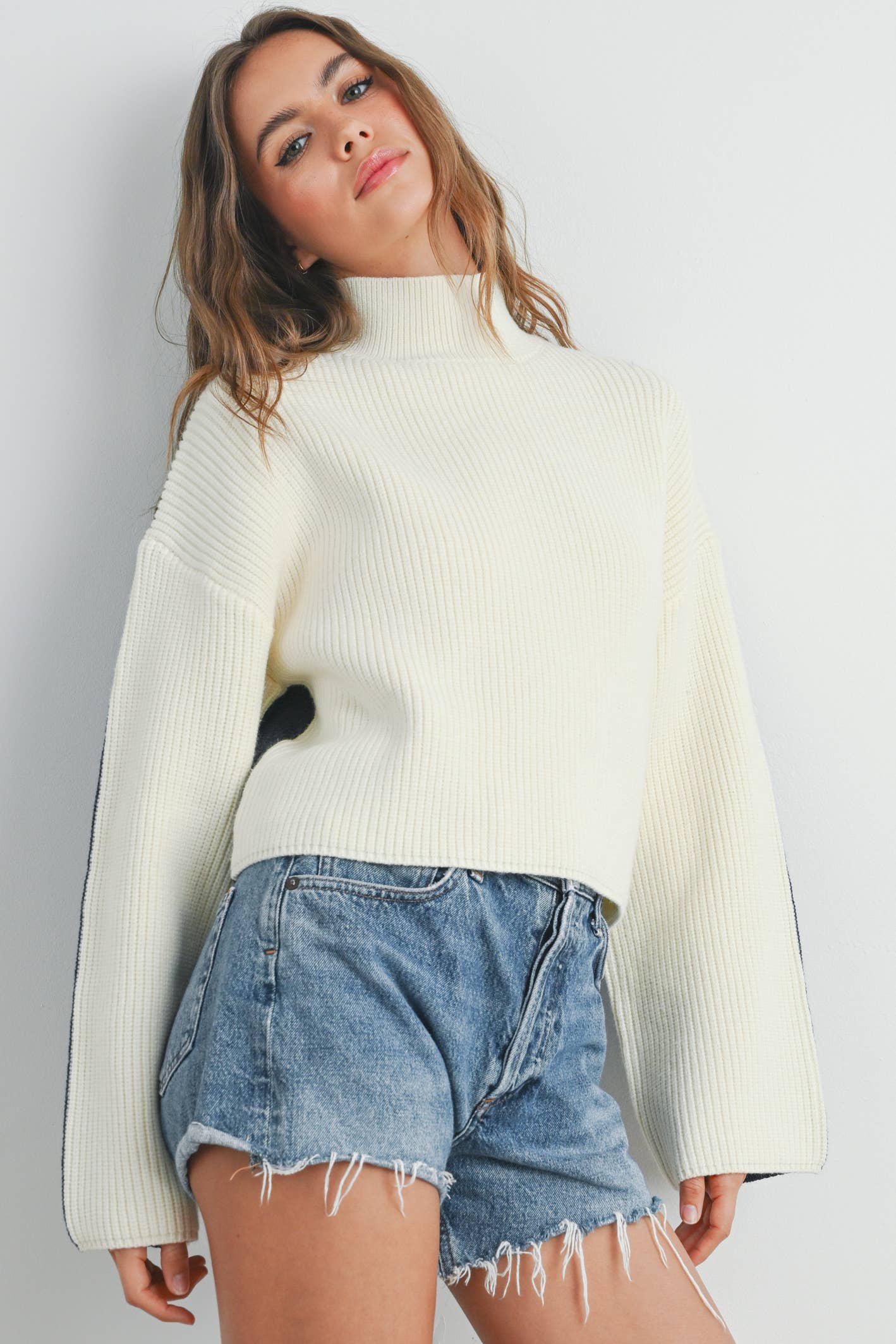 Two Toned Turtleneck Sweater