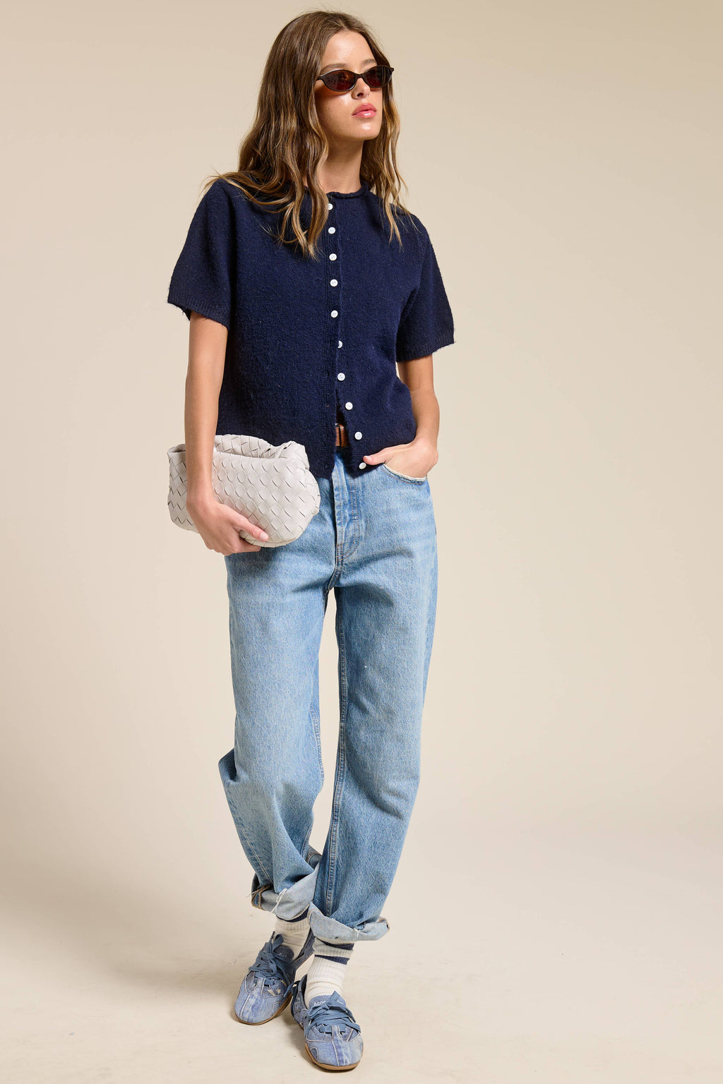 Short Sleeve Button Down Cardigan Top