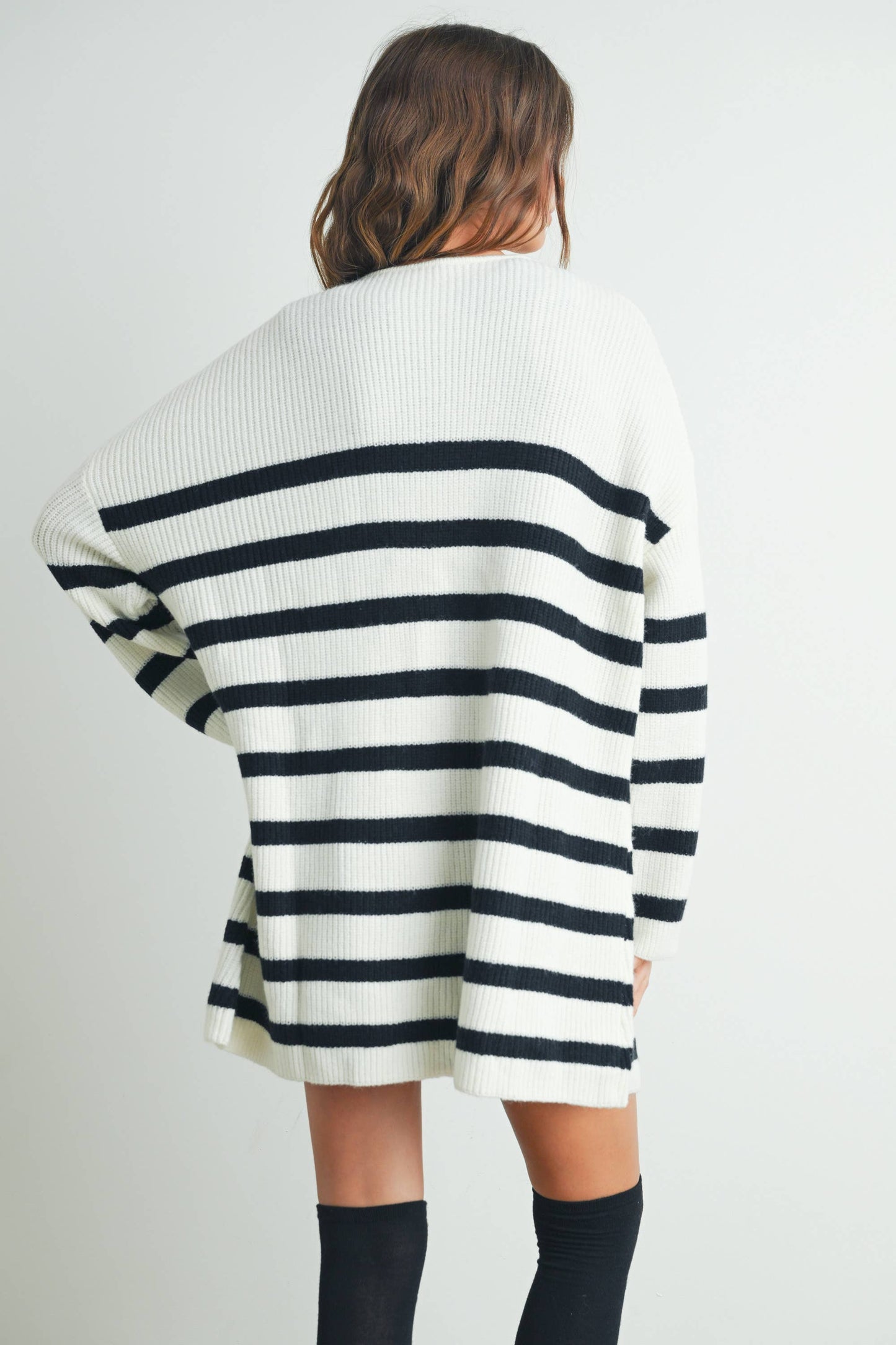 Fall Knitted Stripe Maxi Sweater Cardigan