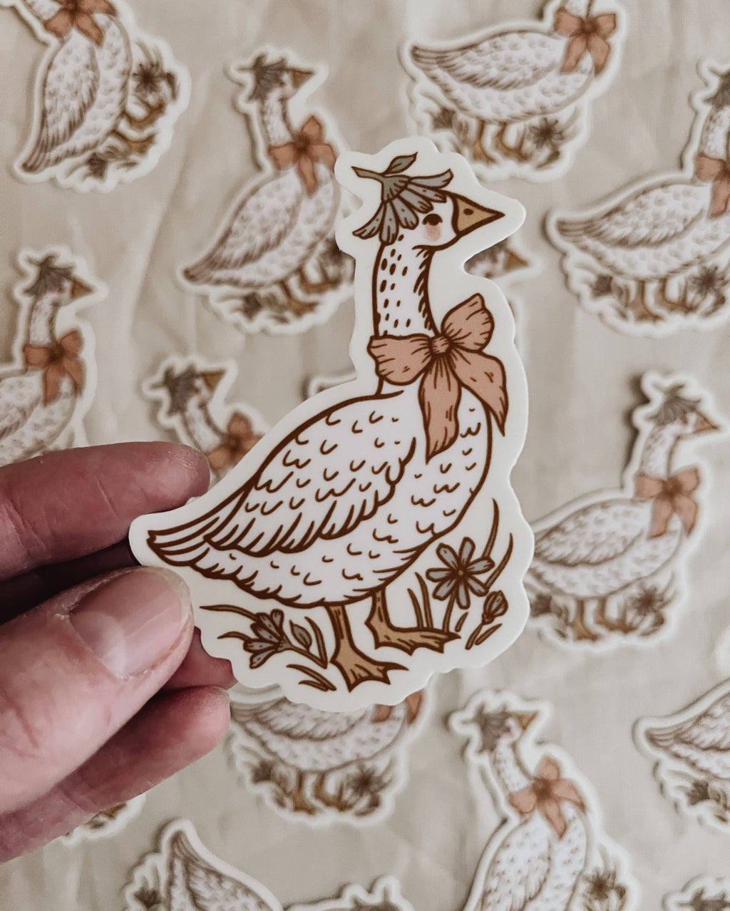 Darling Goose Vinyl Sticker Vintage Style Floral