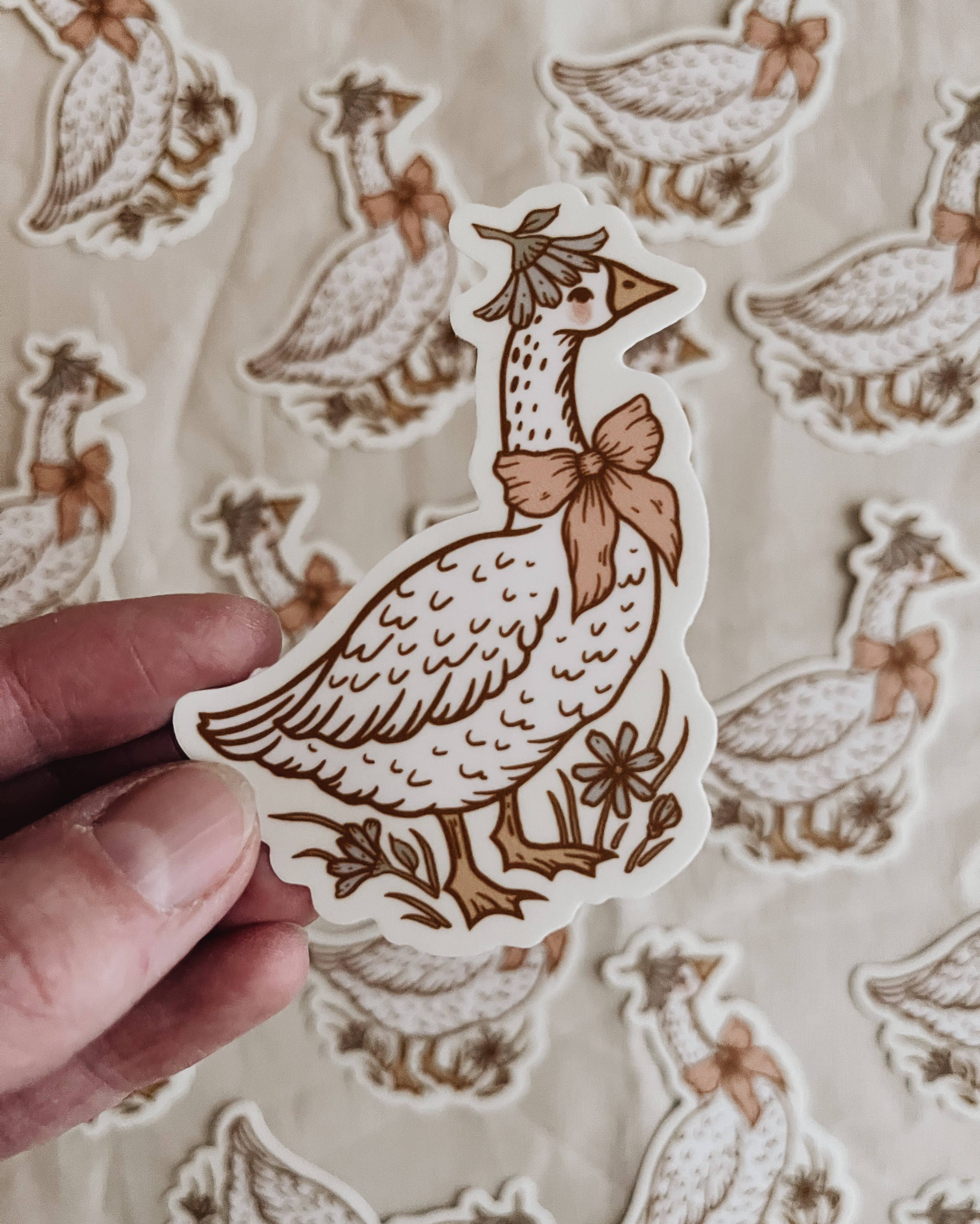 Darling Goose Vinyl Sticker Vintage Style Floral