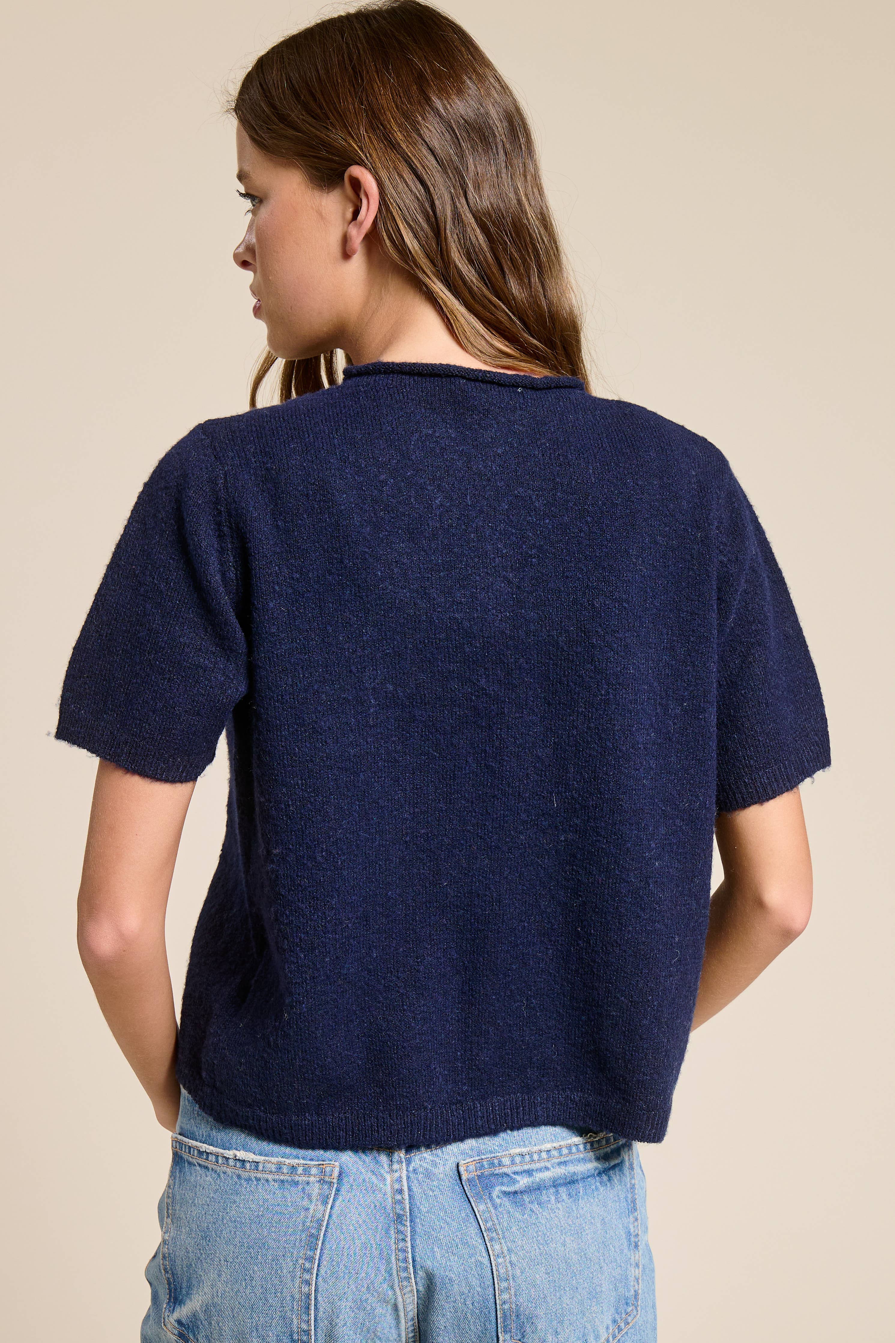 Short Sleeve Button Down Cardigan Top