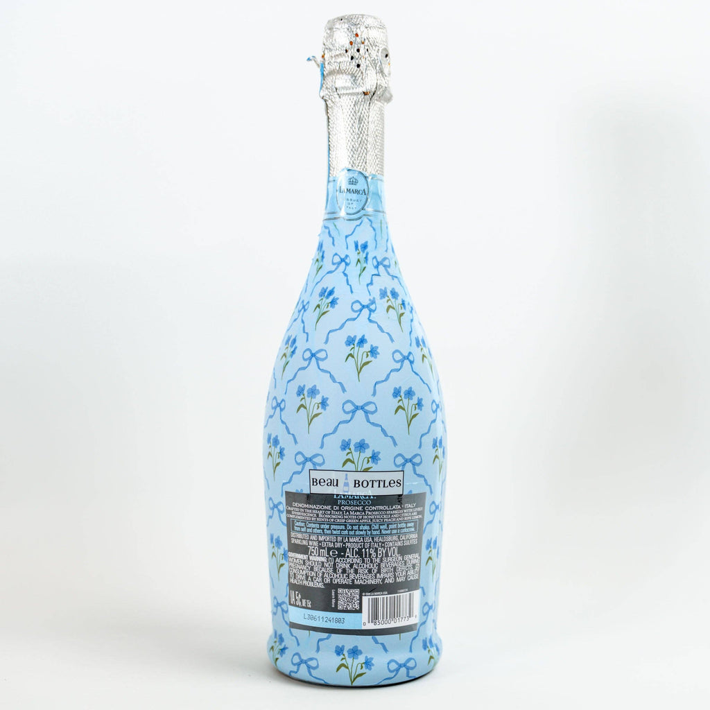 Beau Bottle Blue Bows and Blossoms - Prosecco Collection