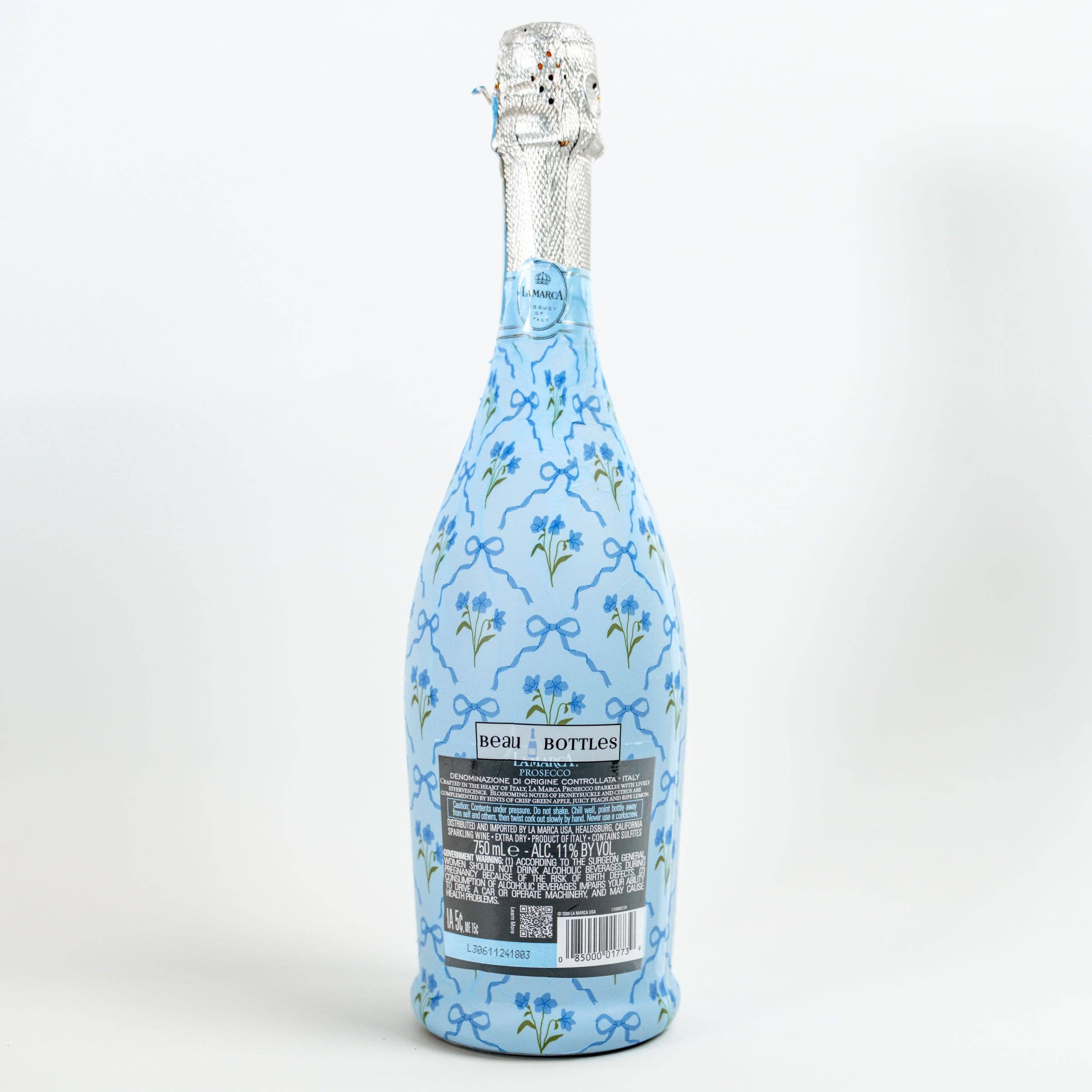 Beau Bottle Blue Bows and Blossoms - Prosecco Collection
