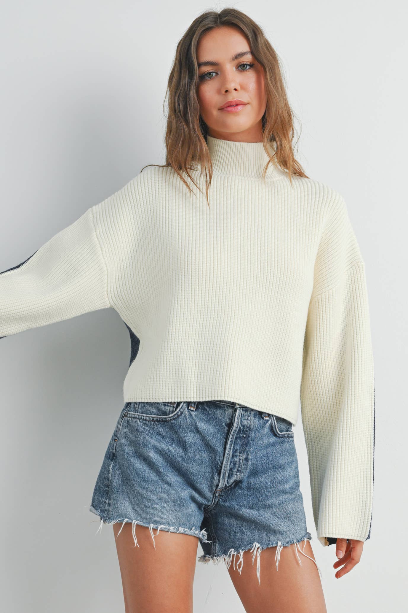 Two Toned Turtleneck Sweater