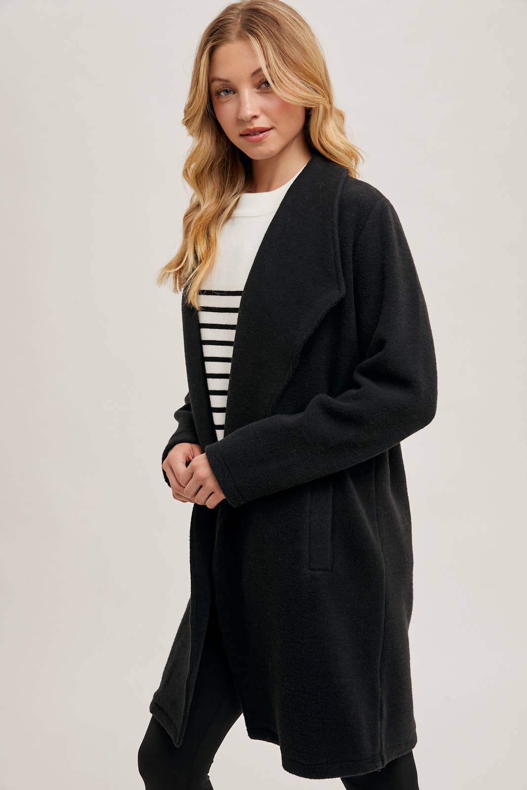 Open Front Knit Jacket, Black