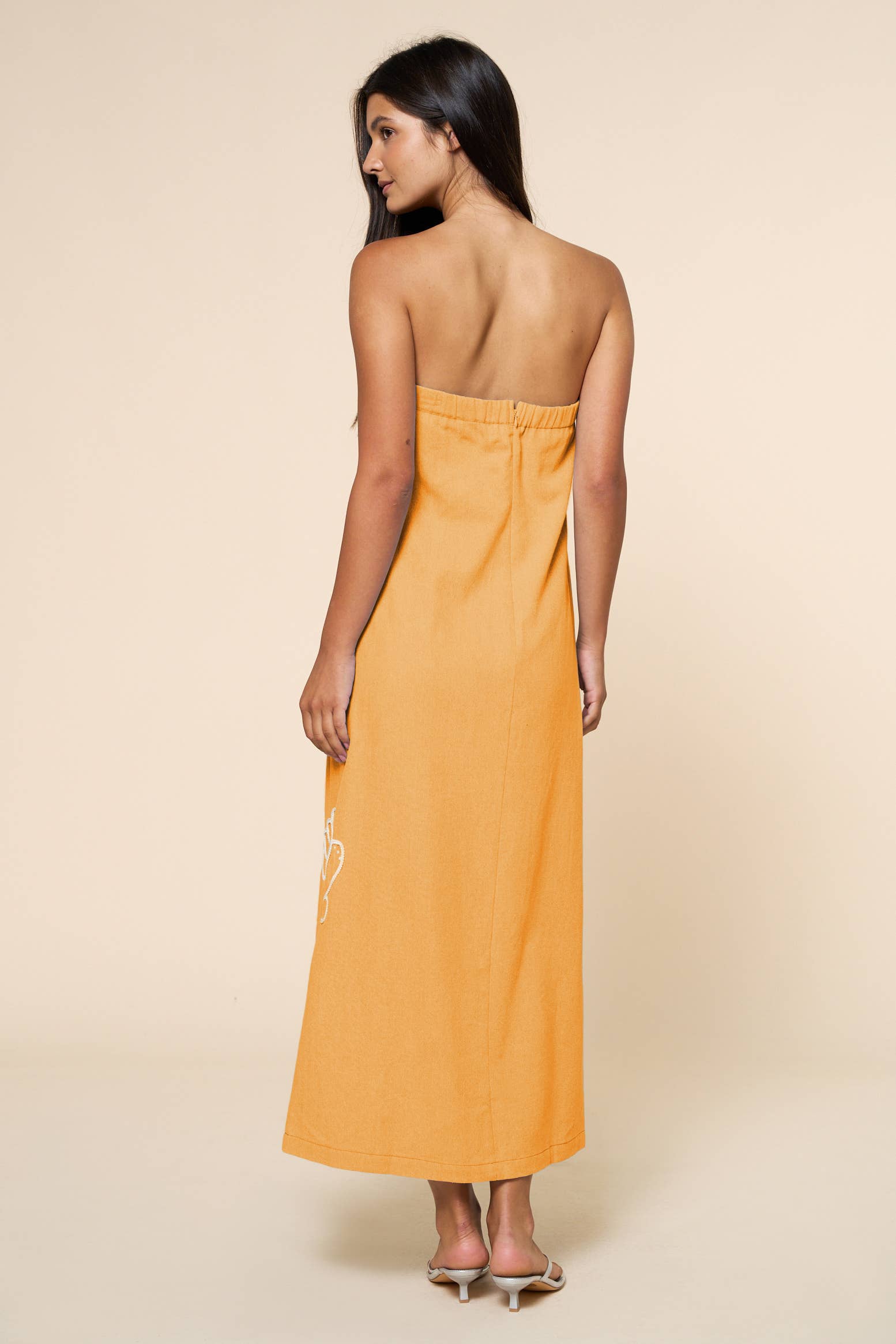 Seashell Embroidered Tube Maxi Dress