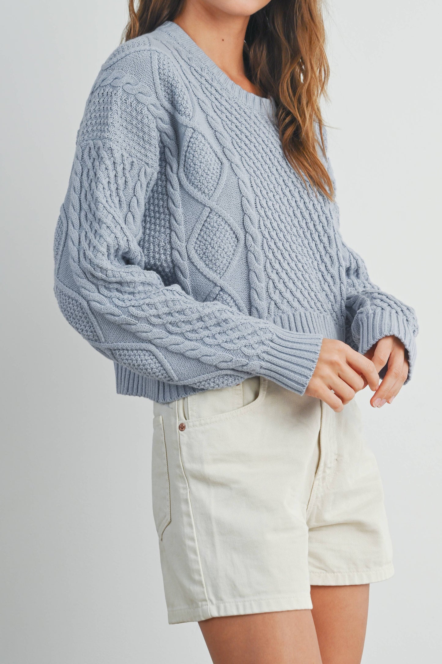 FALL CASUAL SOLID CABLE KNIT SWEATER