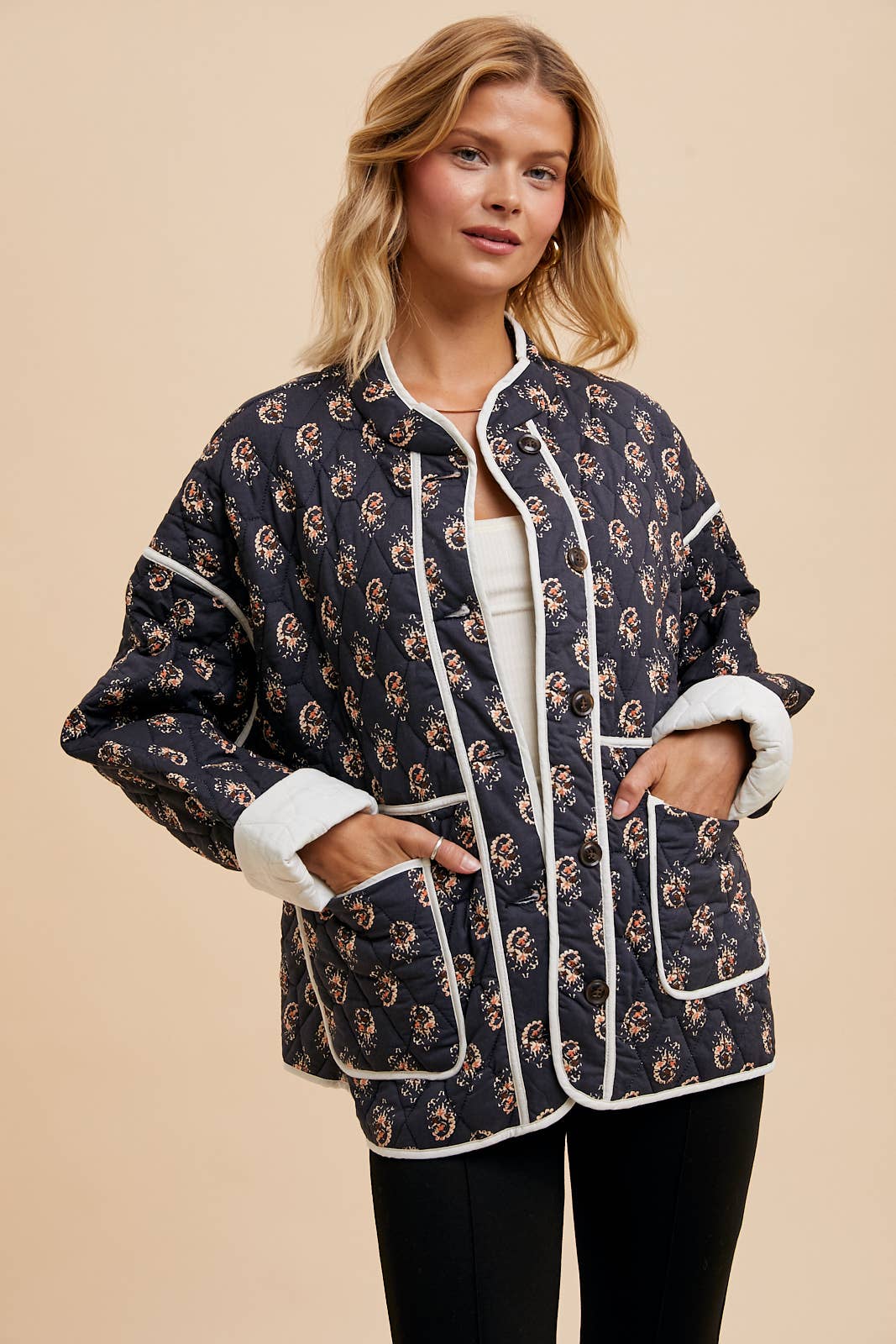 FLORAL QUILTED PUFFER JACKET