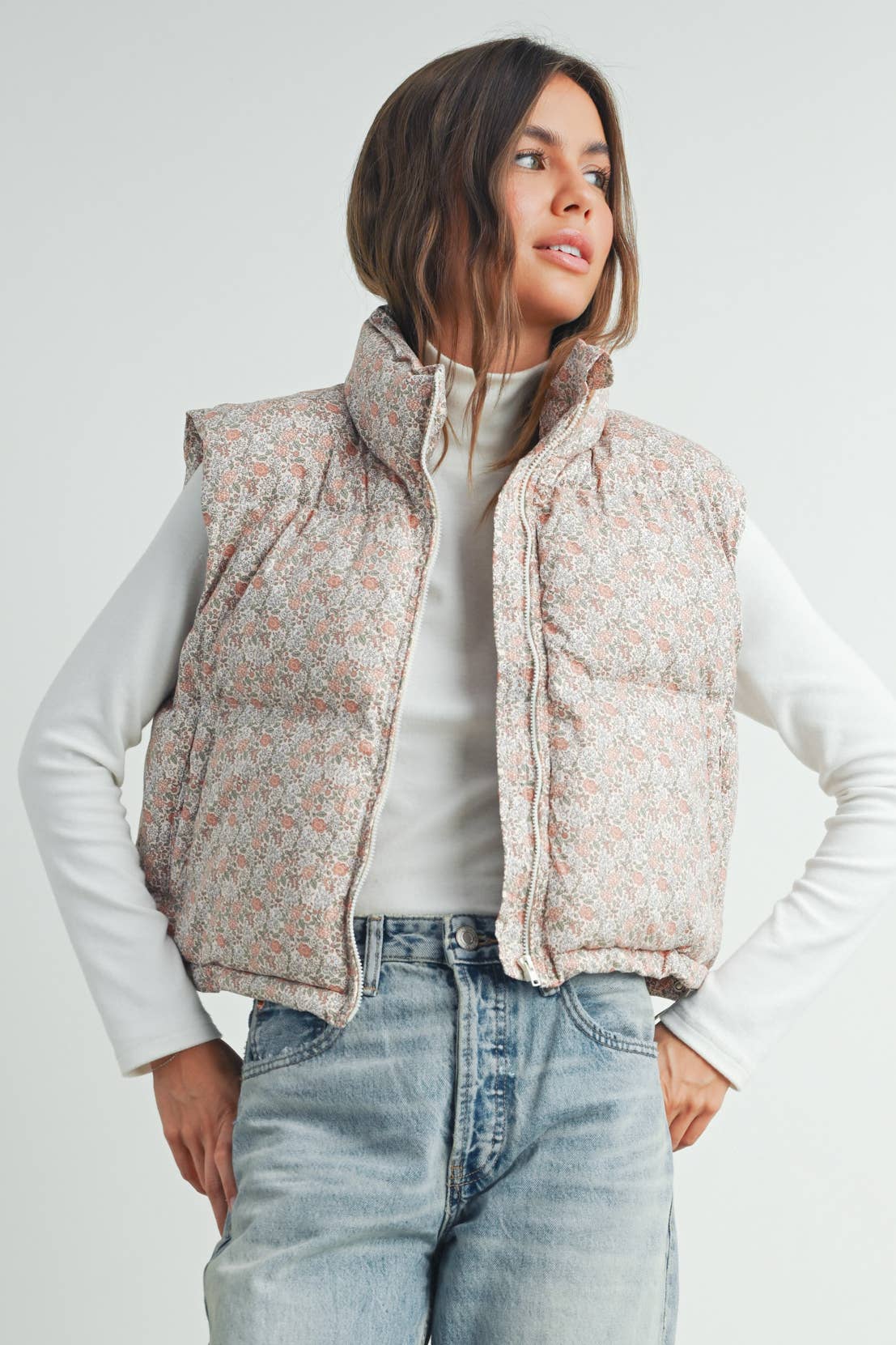 ULTIMATE COZY AND CHIC FALL PETITE FLORAL THICK PUFFER VEST