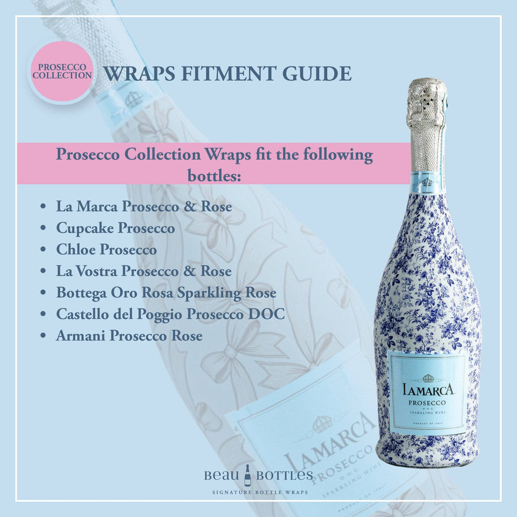 Beau Bottle Blue Bows and Blossoms - Prosecco Collection