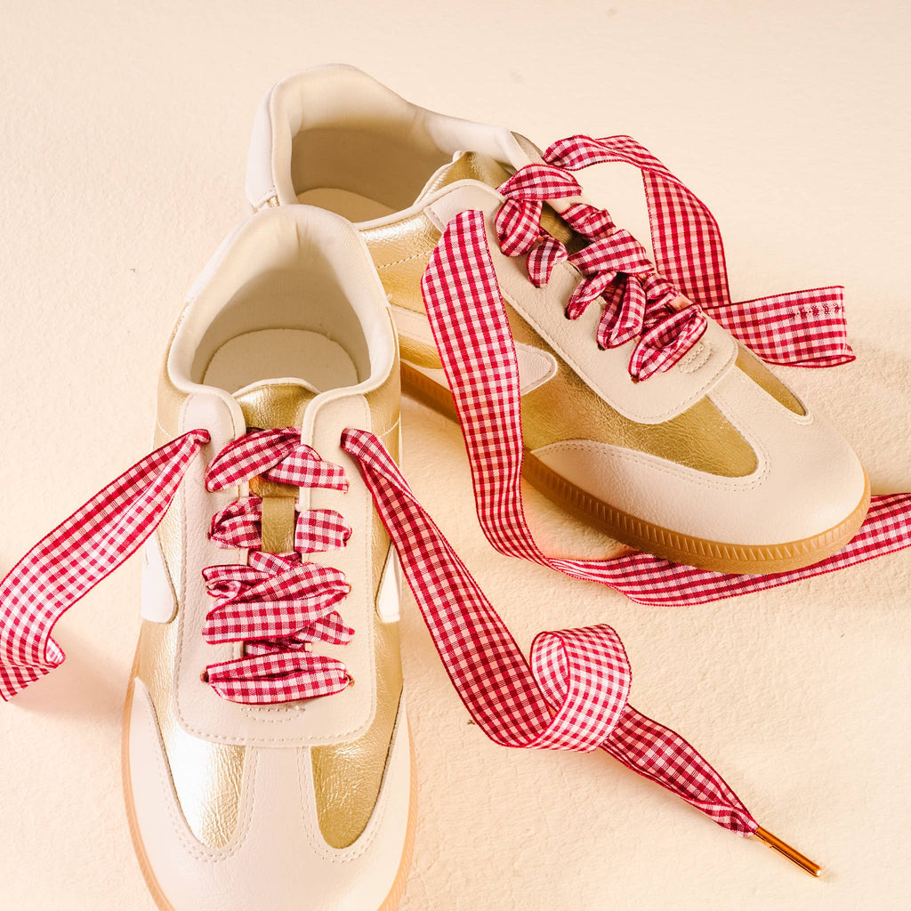 Step It Up Shoelaces-Gingham Red