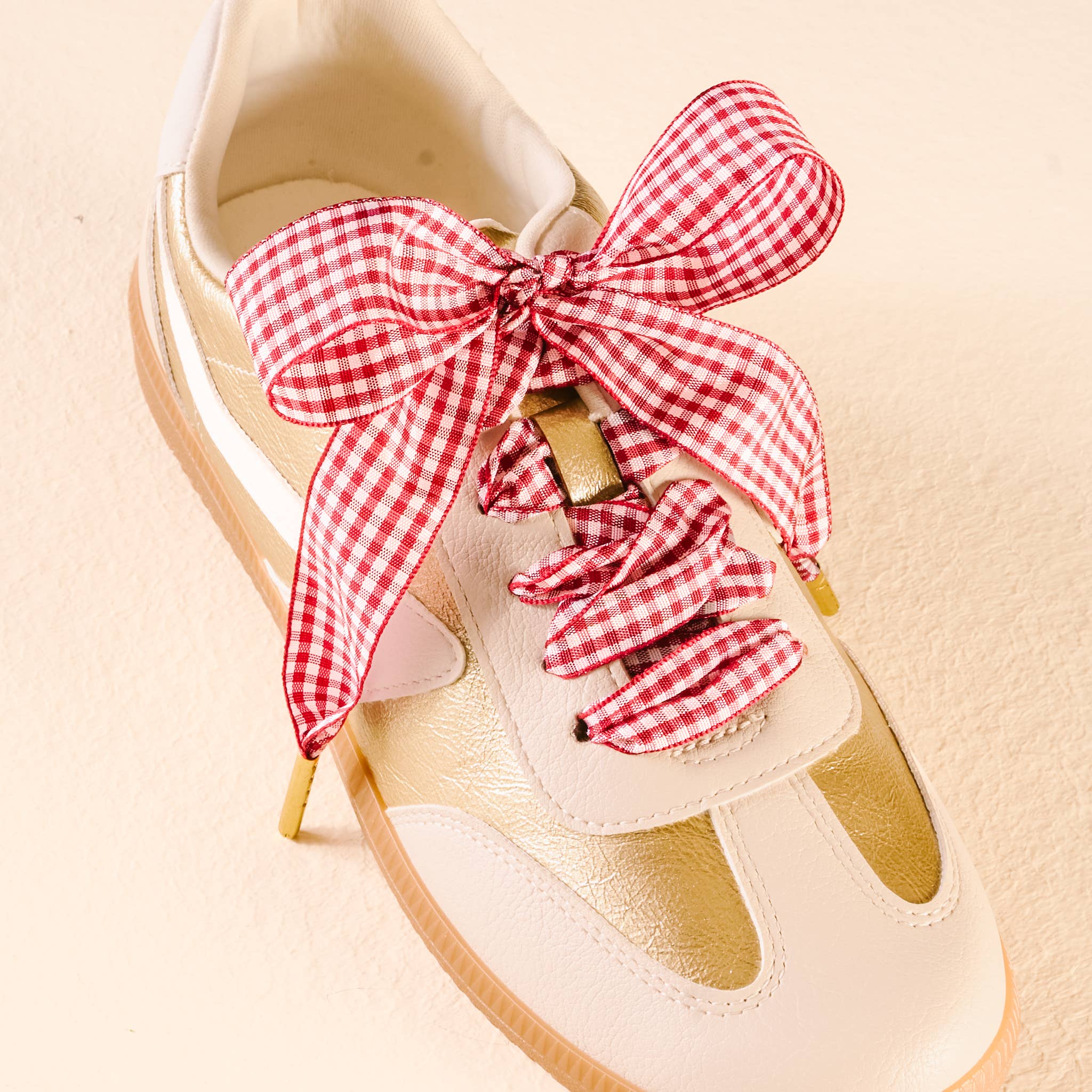 Step It Up Shoelaces-Gingham Red