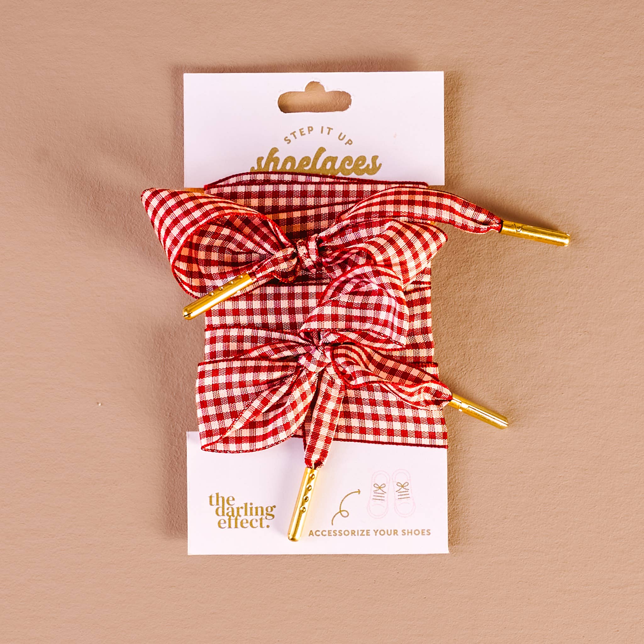 Step It Up Shoelaces-Gingham Red