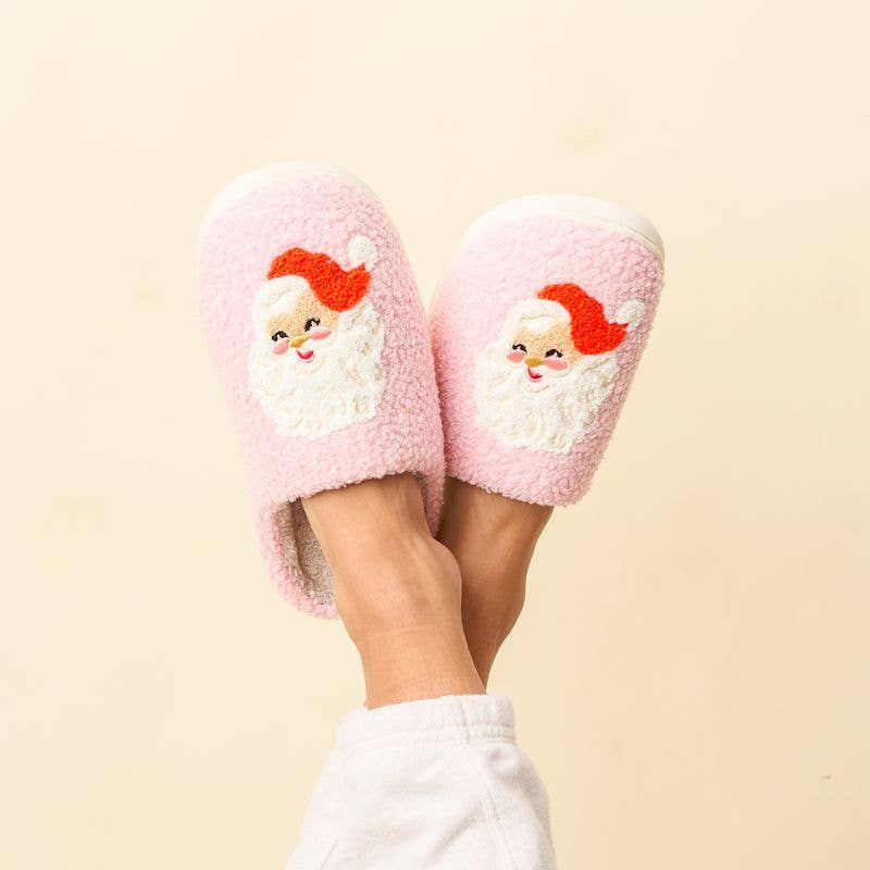 Fuzzy Slippers-Santa S/M