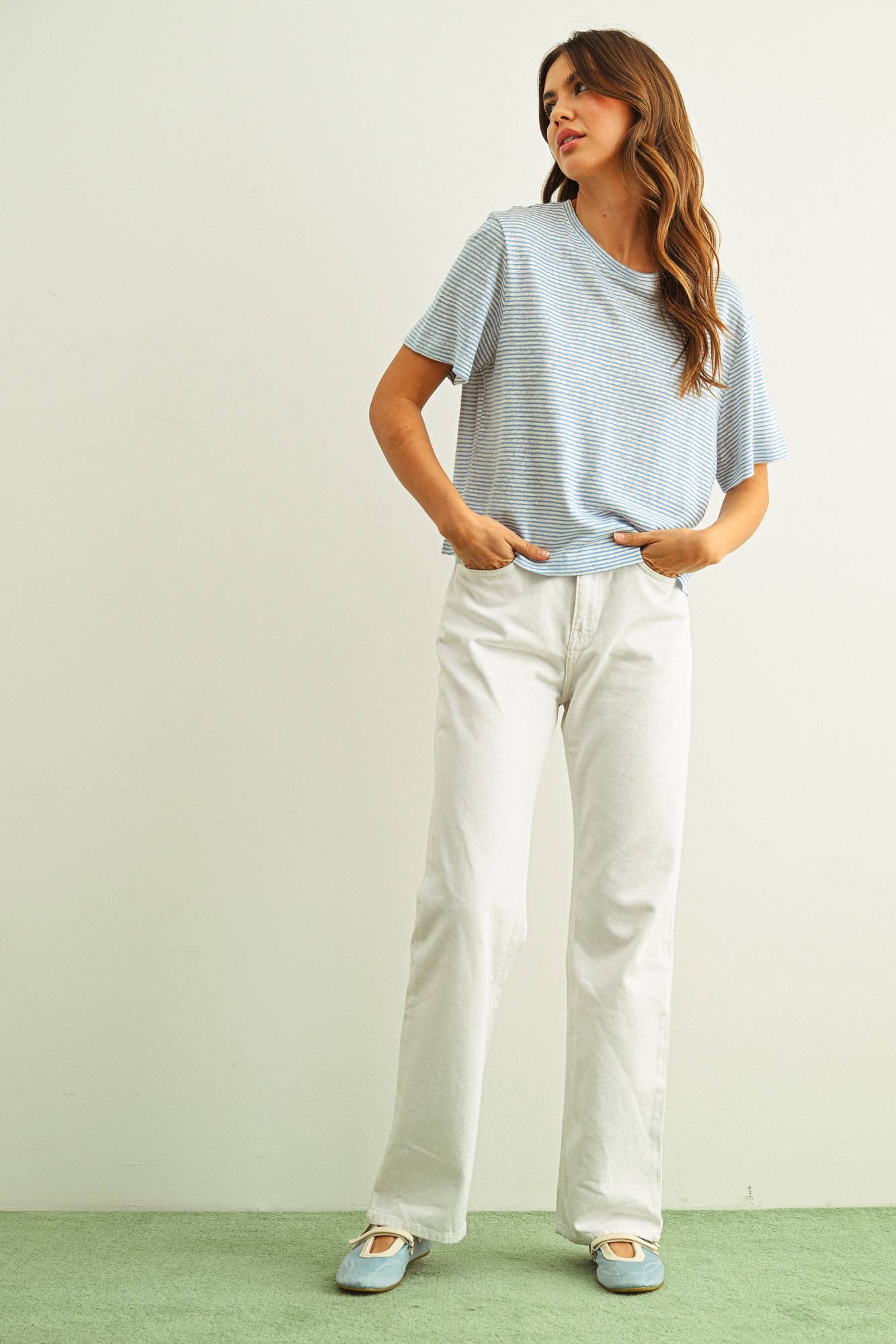 Ember Stripe Slub Short Sleeve Top