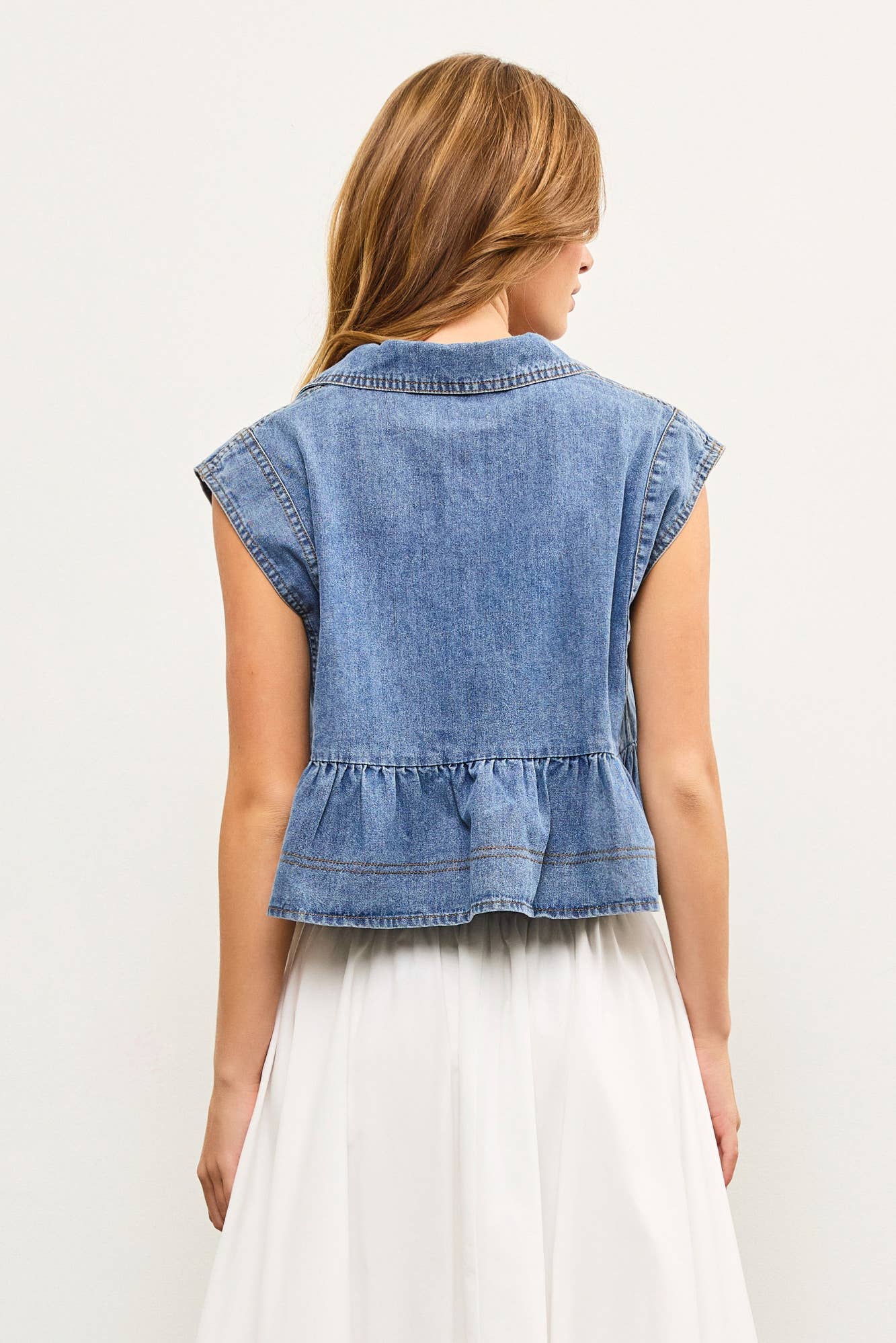 Edie Notched Collar Denim Top