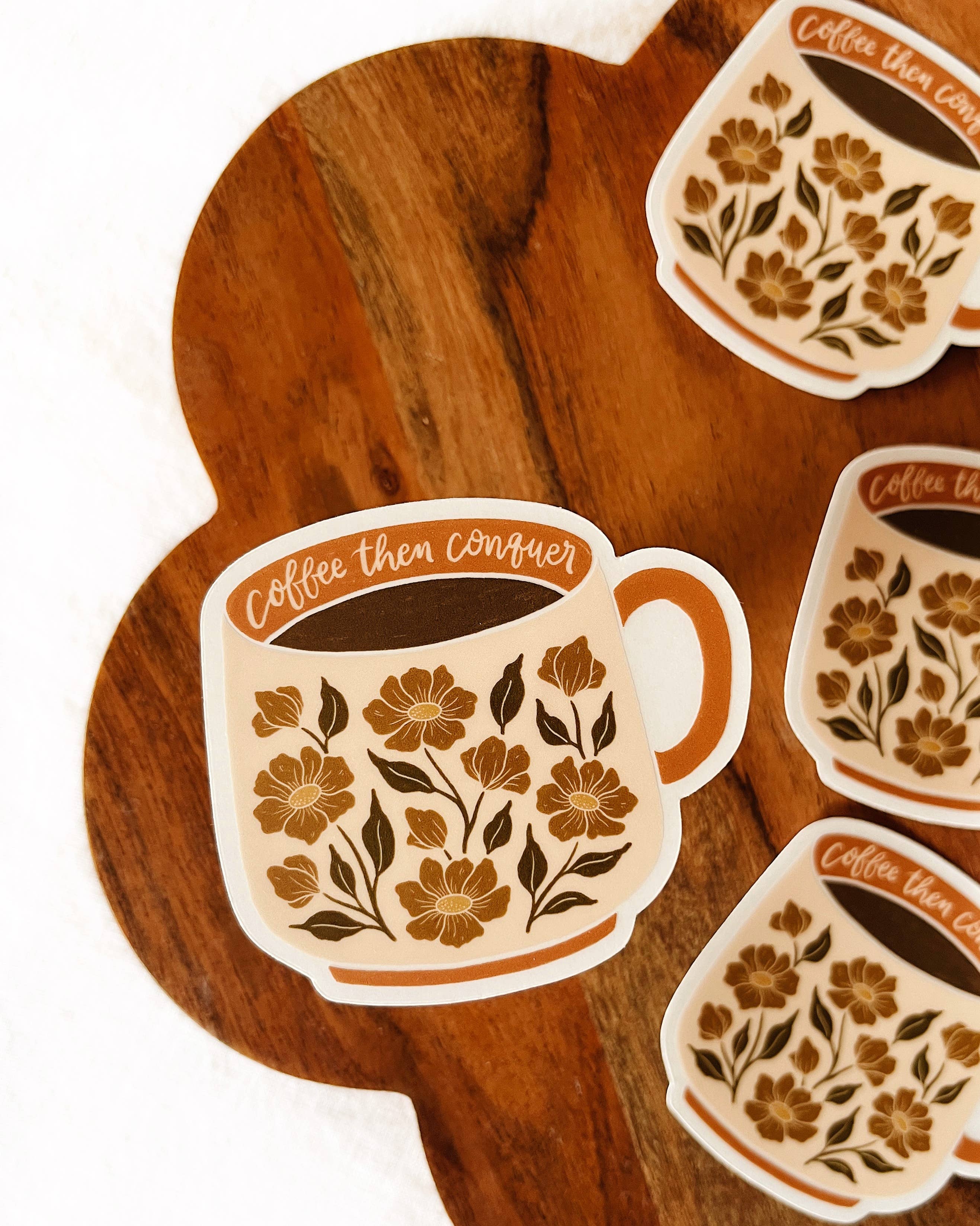 Coffee Lovers Mug Floral Vinyl Sticker