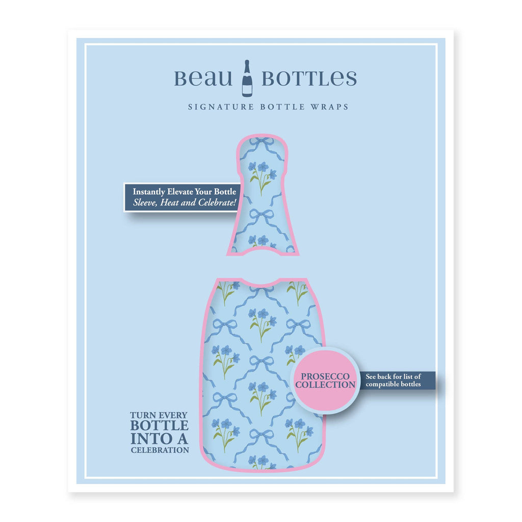Beau Bottle Blue Bows and Blossoms - Prosecco Collection