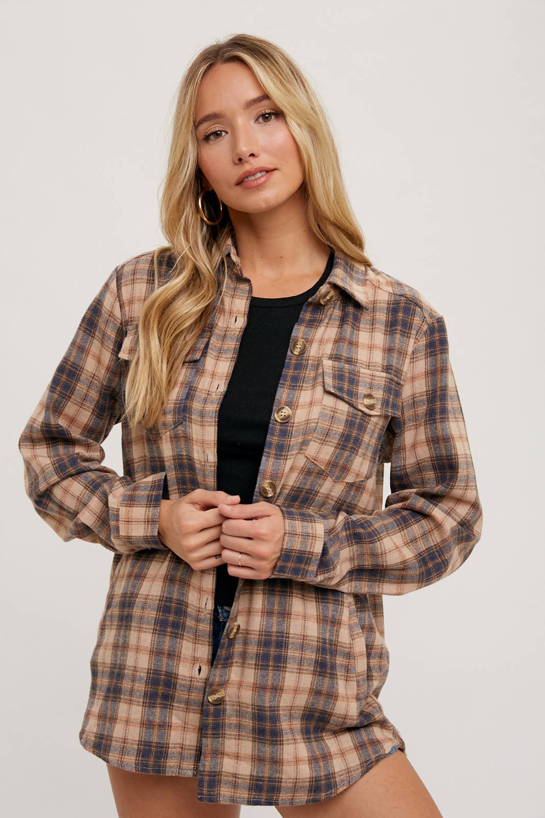 FLANNEL BUTTON DOWN SHIRT TOP