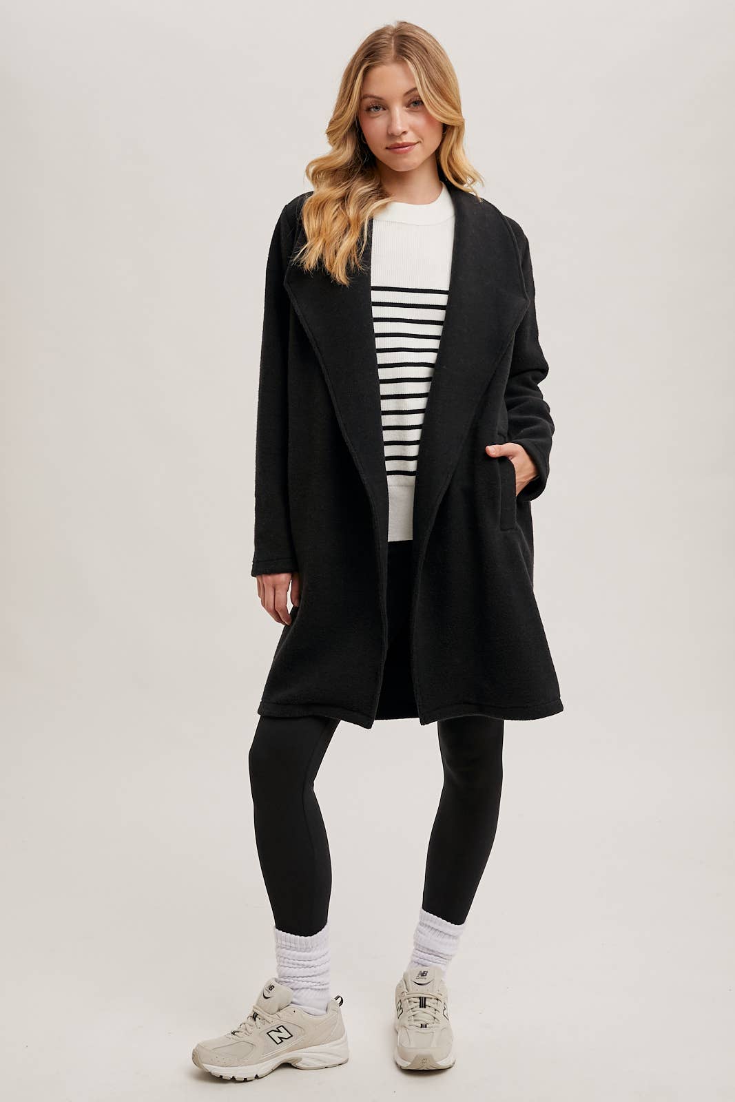 Open Front Knit Jacket, Black