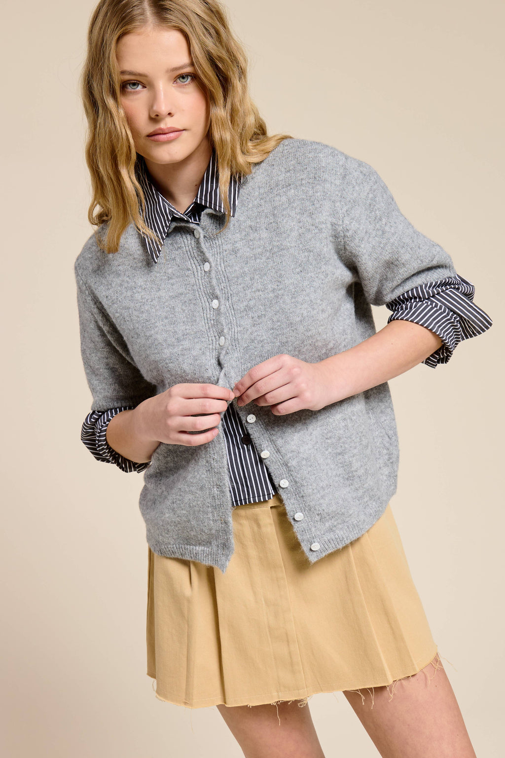 Short Sleeve Button Down Cardigan Top