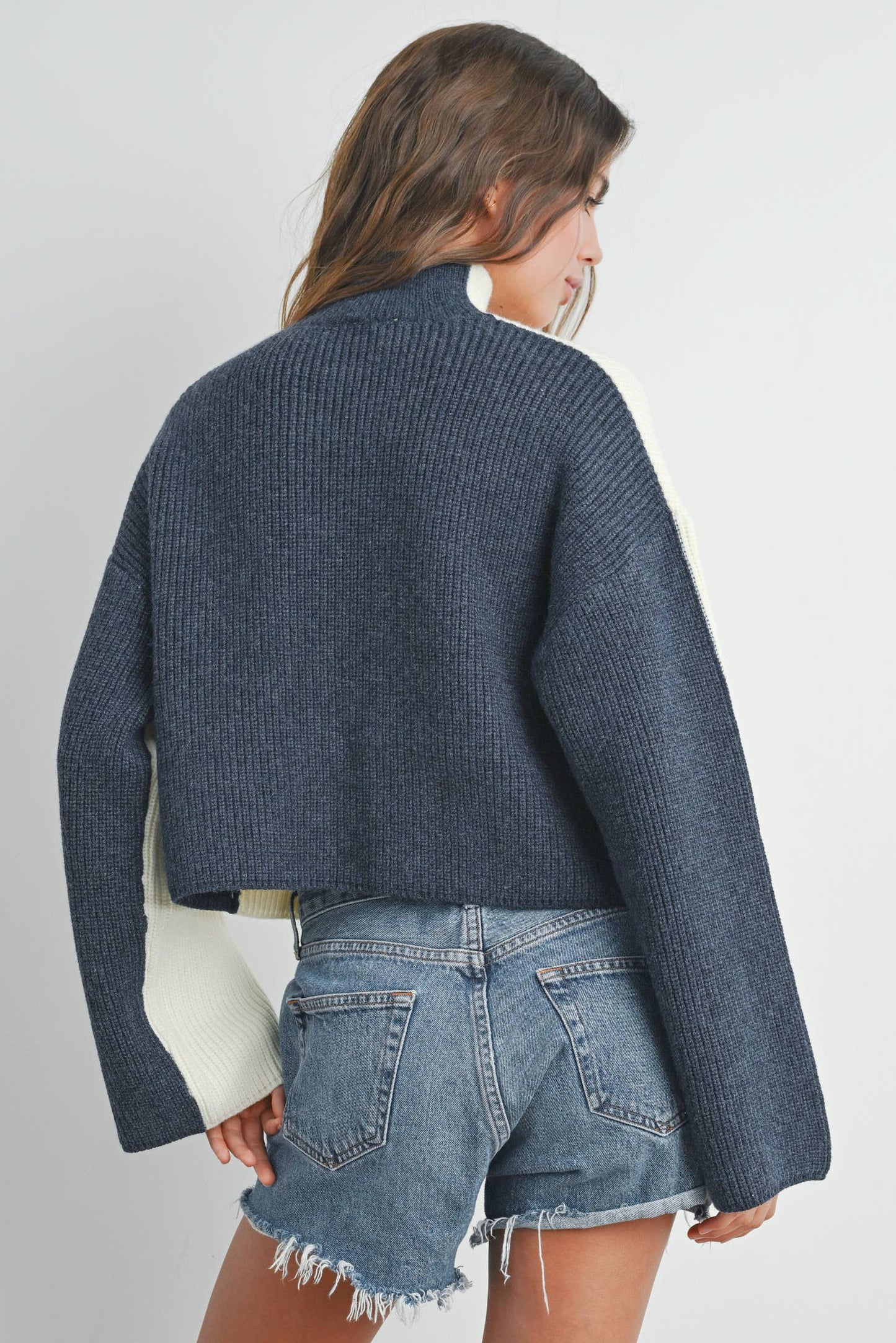 Two Toned Turtleneck Sweater