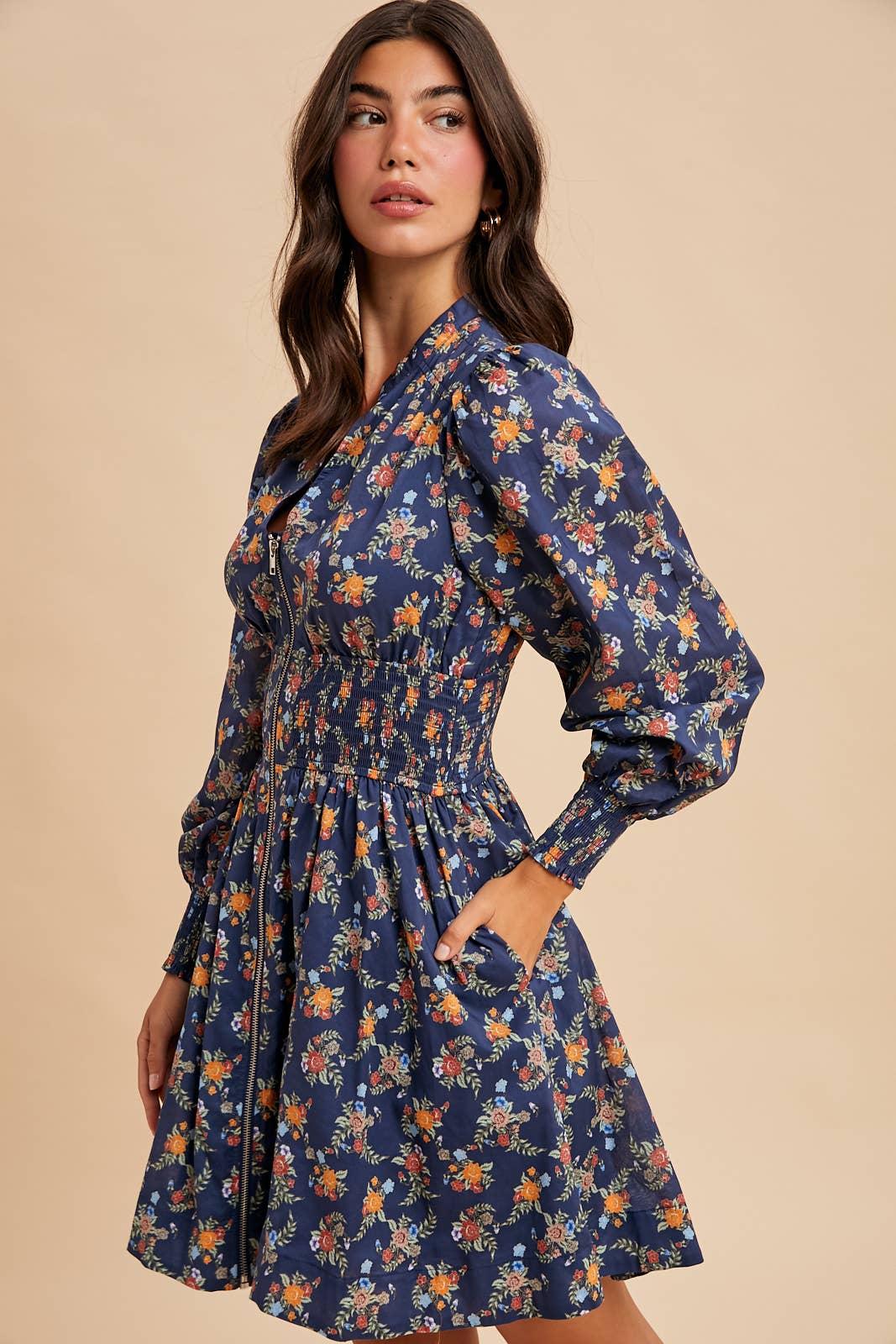Delilah Zippered Floral Mini Dress