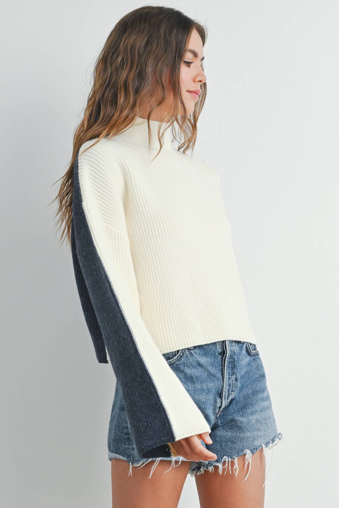 Two Toned Turtleneck Sweater