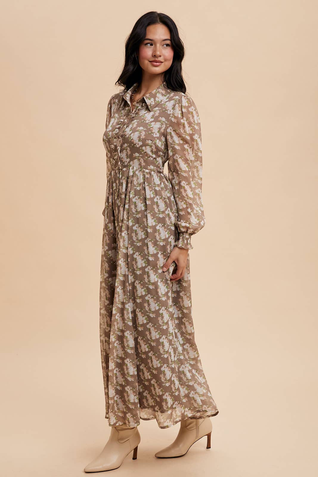 Floral Chiffon Button Down Maxi Dress