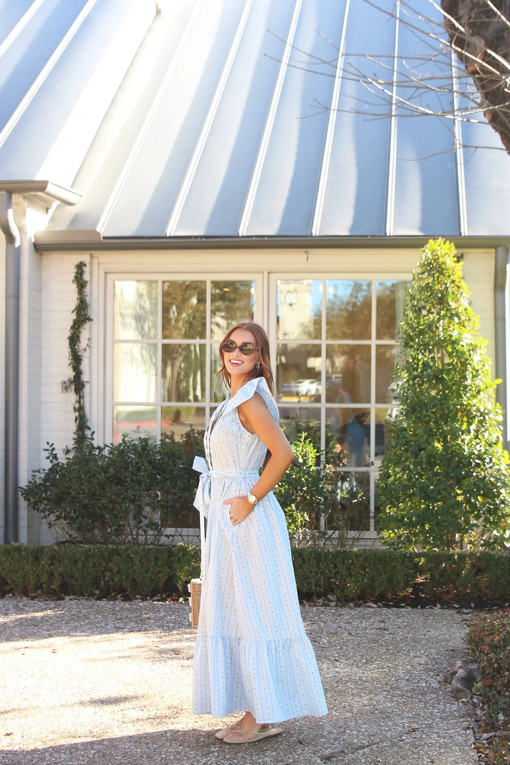 Karlie Ric Rac Floral Stripe Maxi Dress